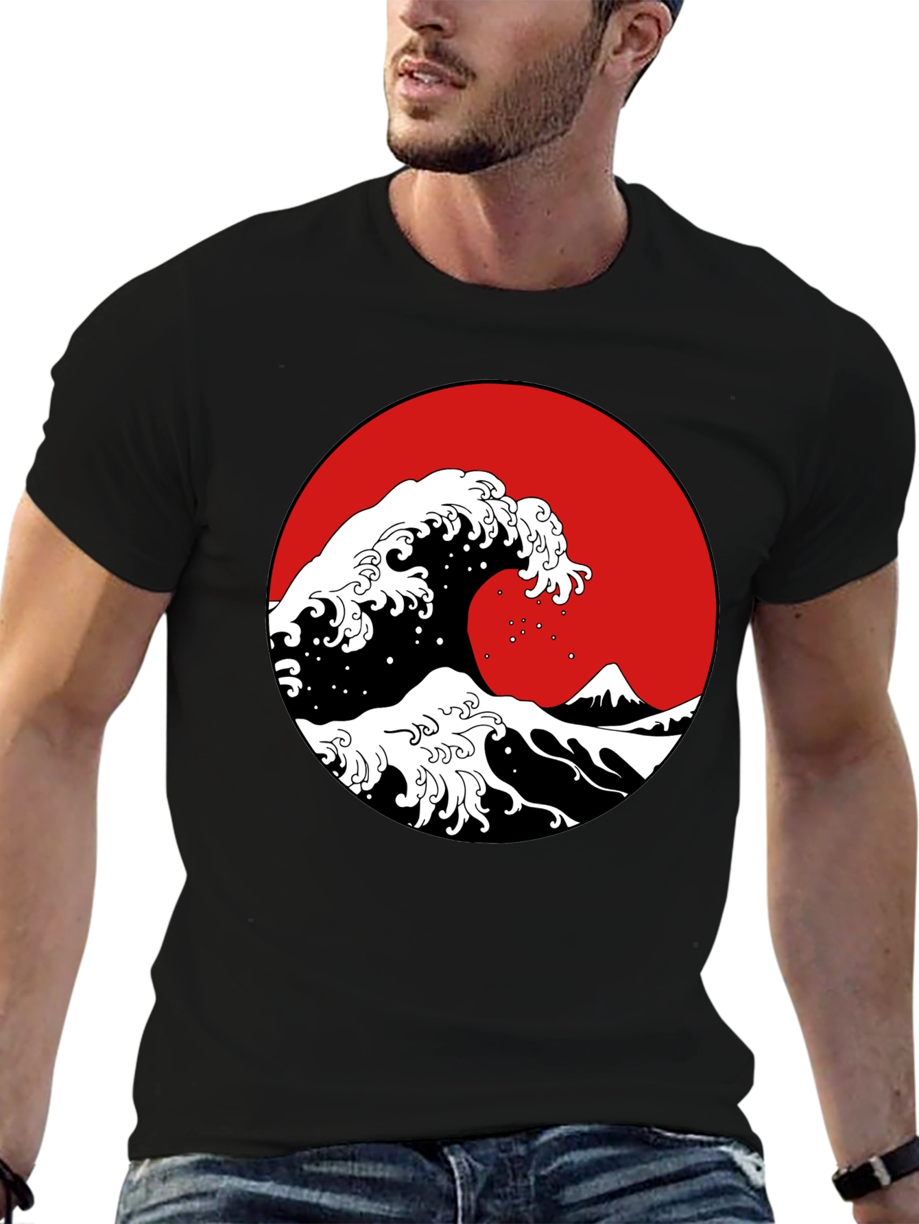 Black Great Wave Graphic Tee -  Classic Japanese Art view 6