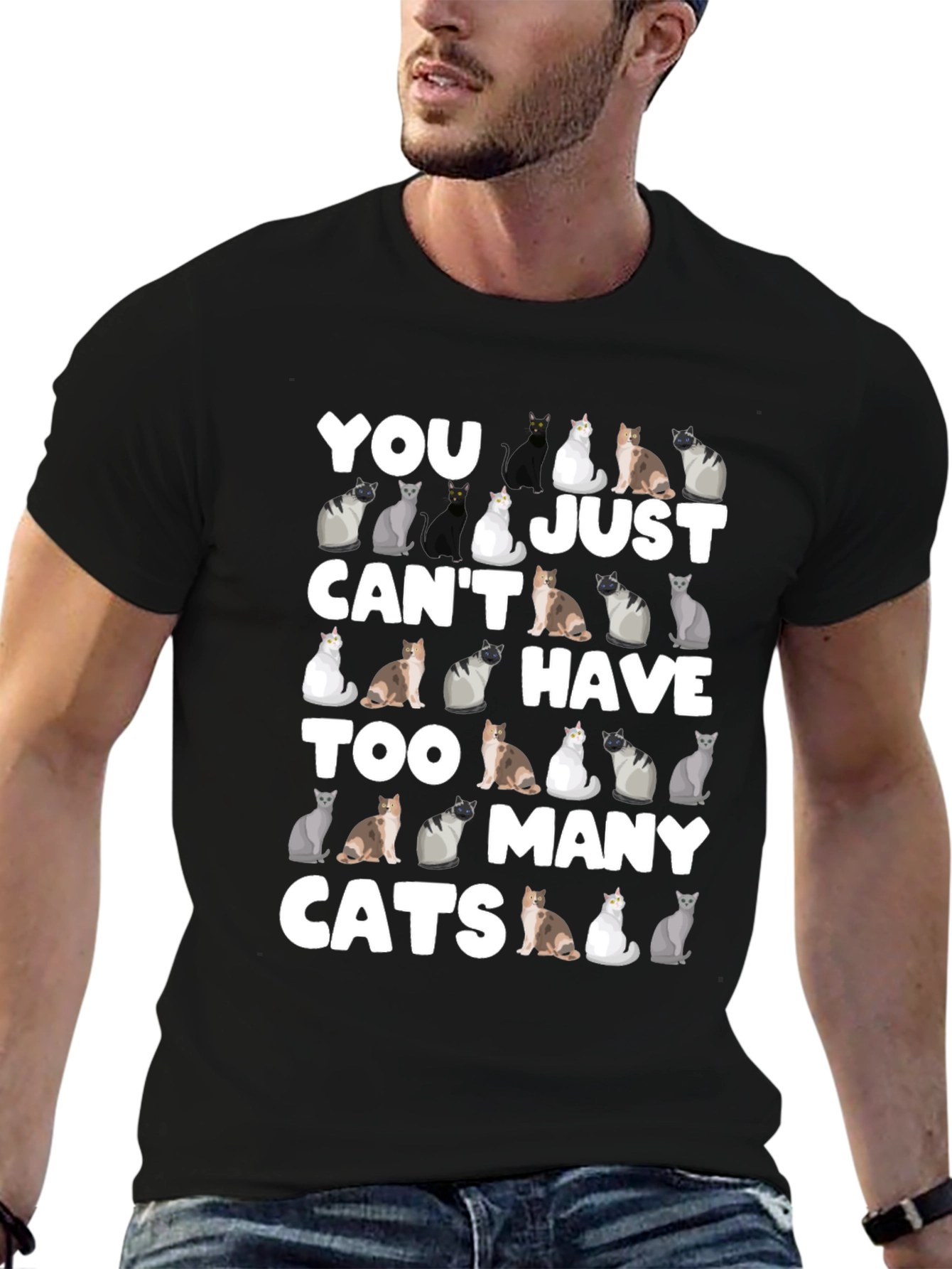 Black You Can't Have Too Many Cats T-Shirt view 6
