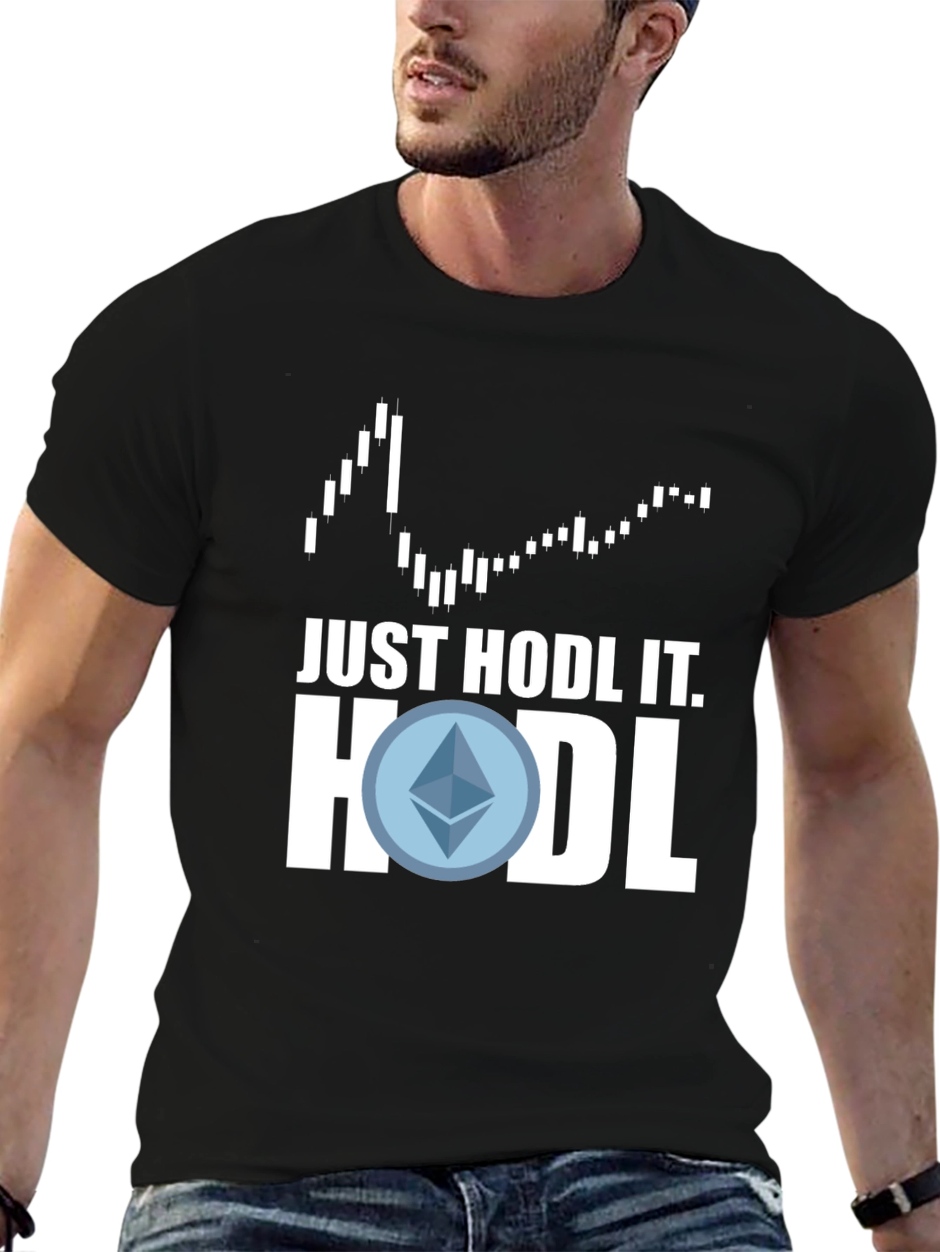 Black Just Hodl It! Crypto Tee view 6