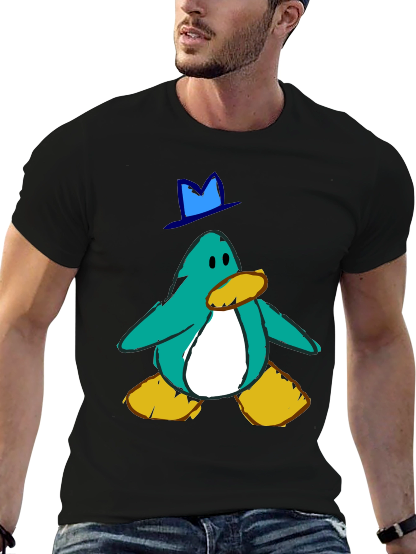 Black Penguin T-Shirt - Cartoon Perry the Platypus view 6
