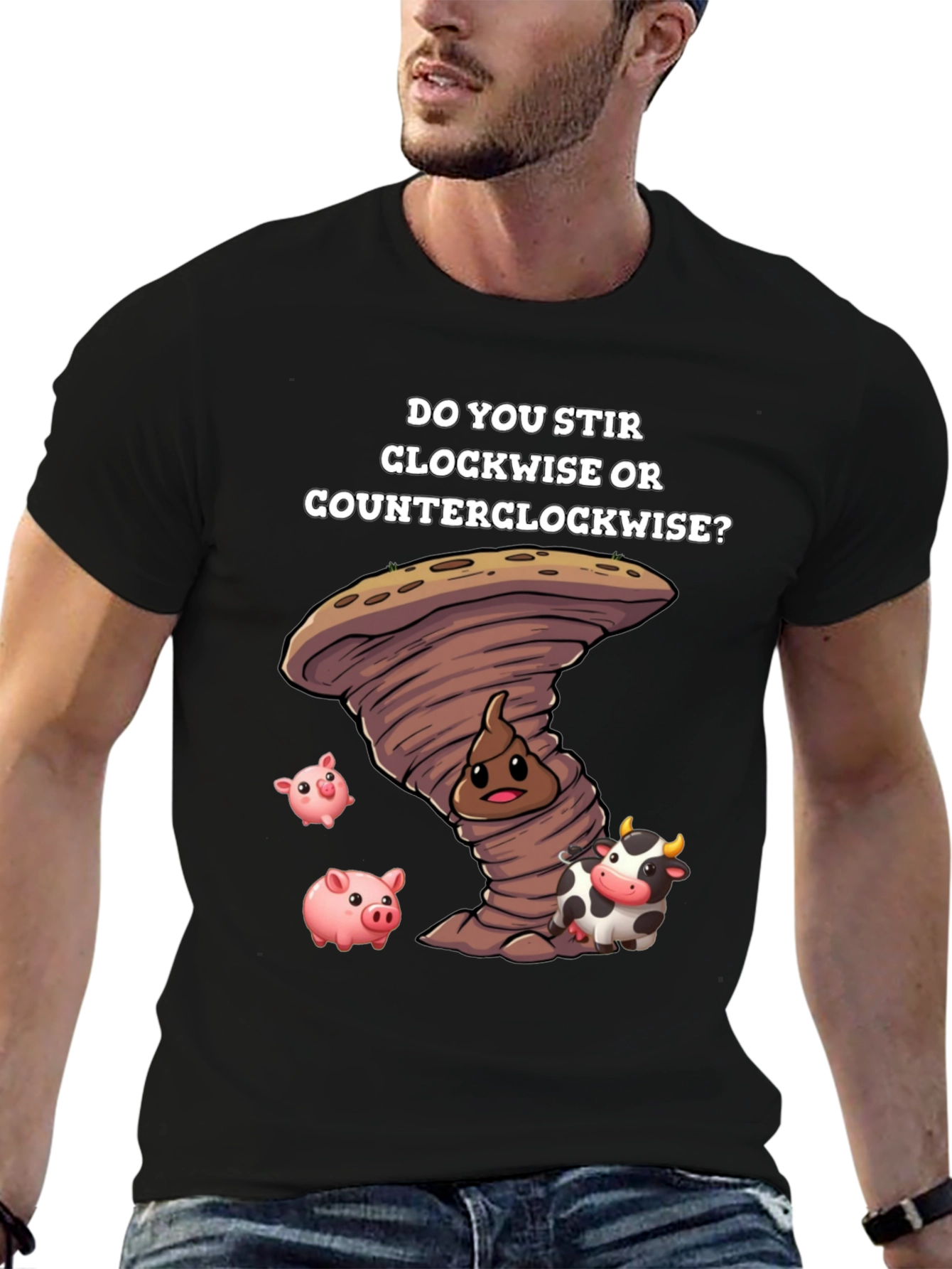 Black Do You Stir Clockwise T-Shirt view 6