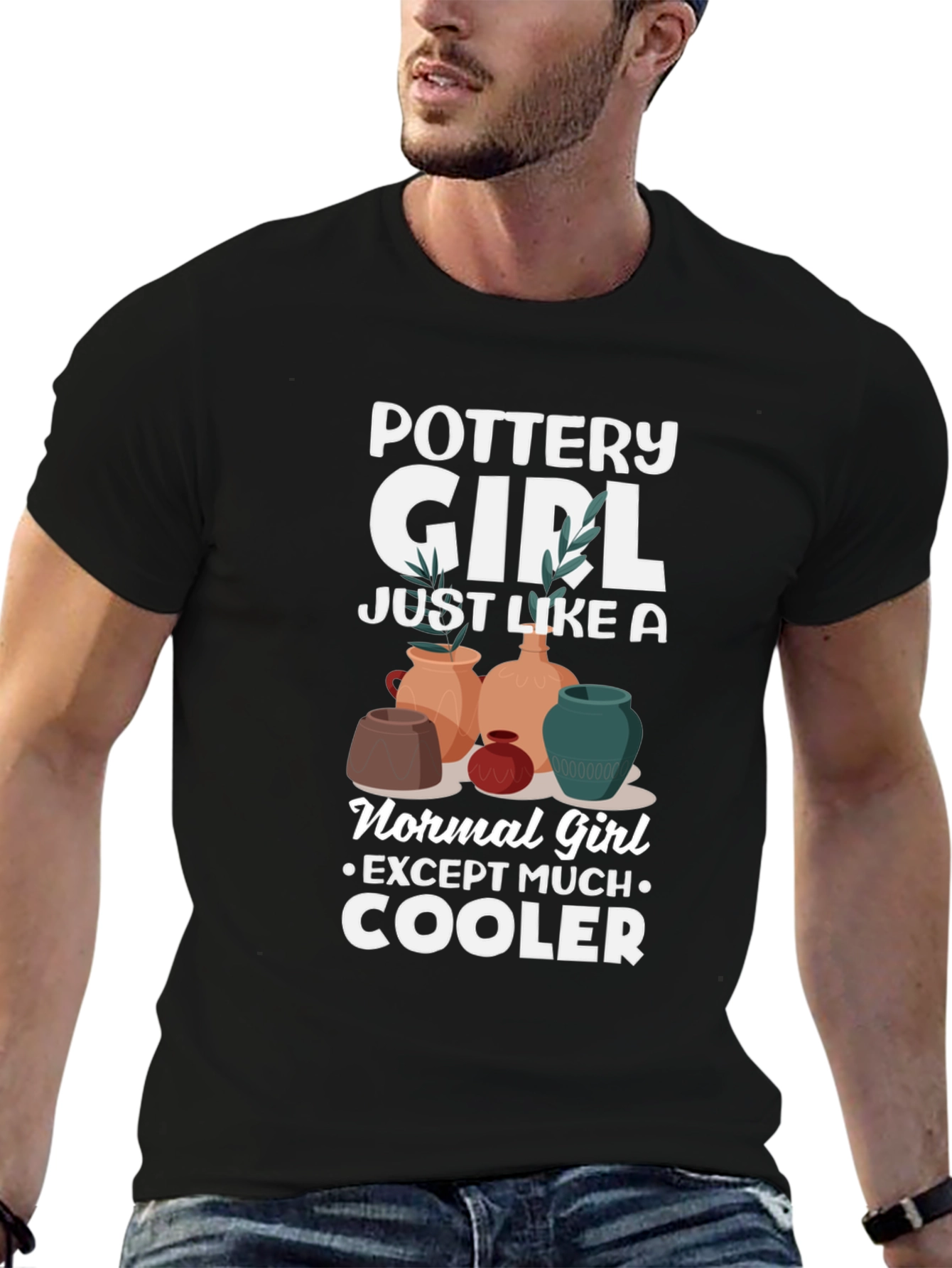 Black Pottery Girl T-Shirt - Cool & Unique Design view 6