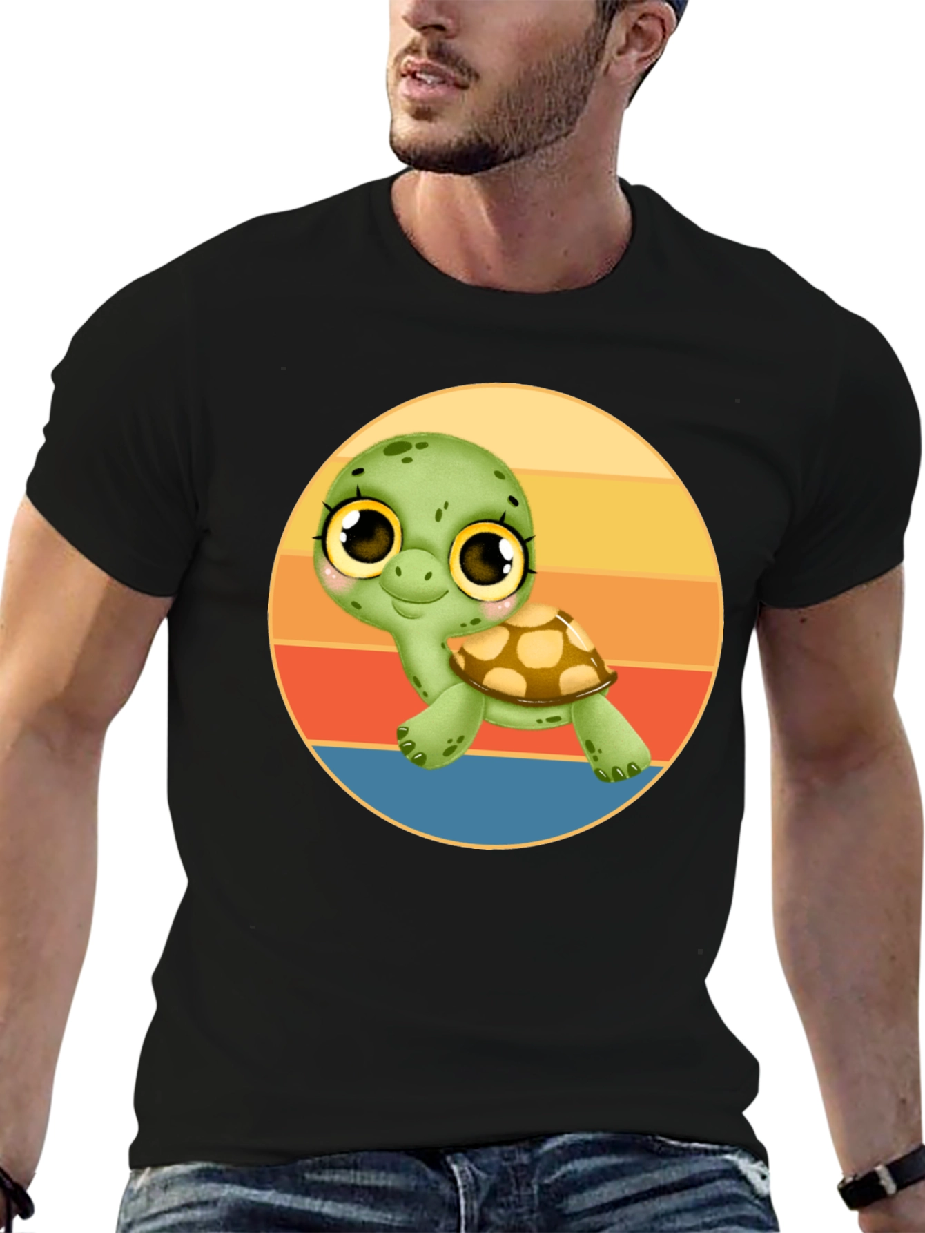 Black Cute Turtle Graphic Tee - Comfort Fit Black T-Shirt view 6
