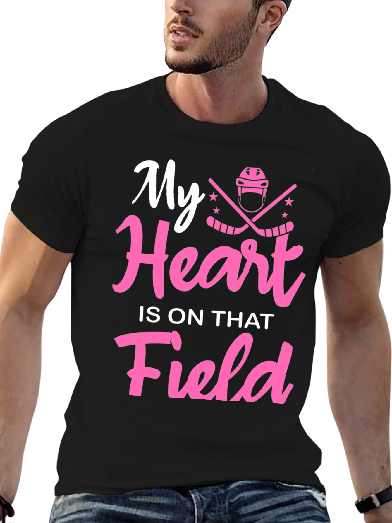 Black My Heart Is On That Field Hockey T-Shirt view 6