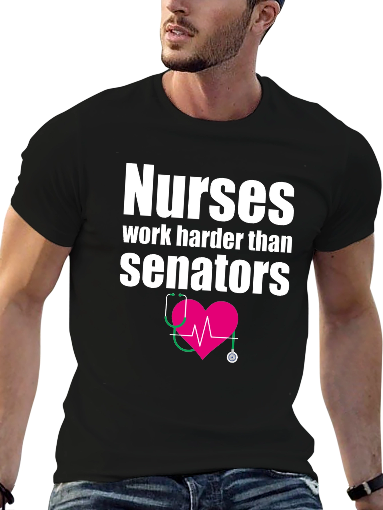Black Nurses Work Harder Tee - Medical Hero T-Shirt view 6