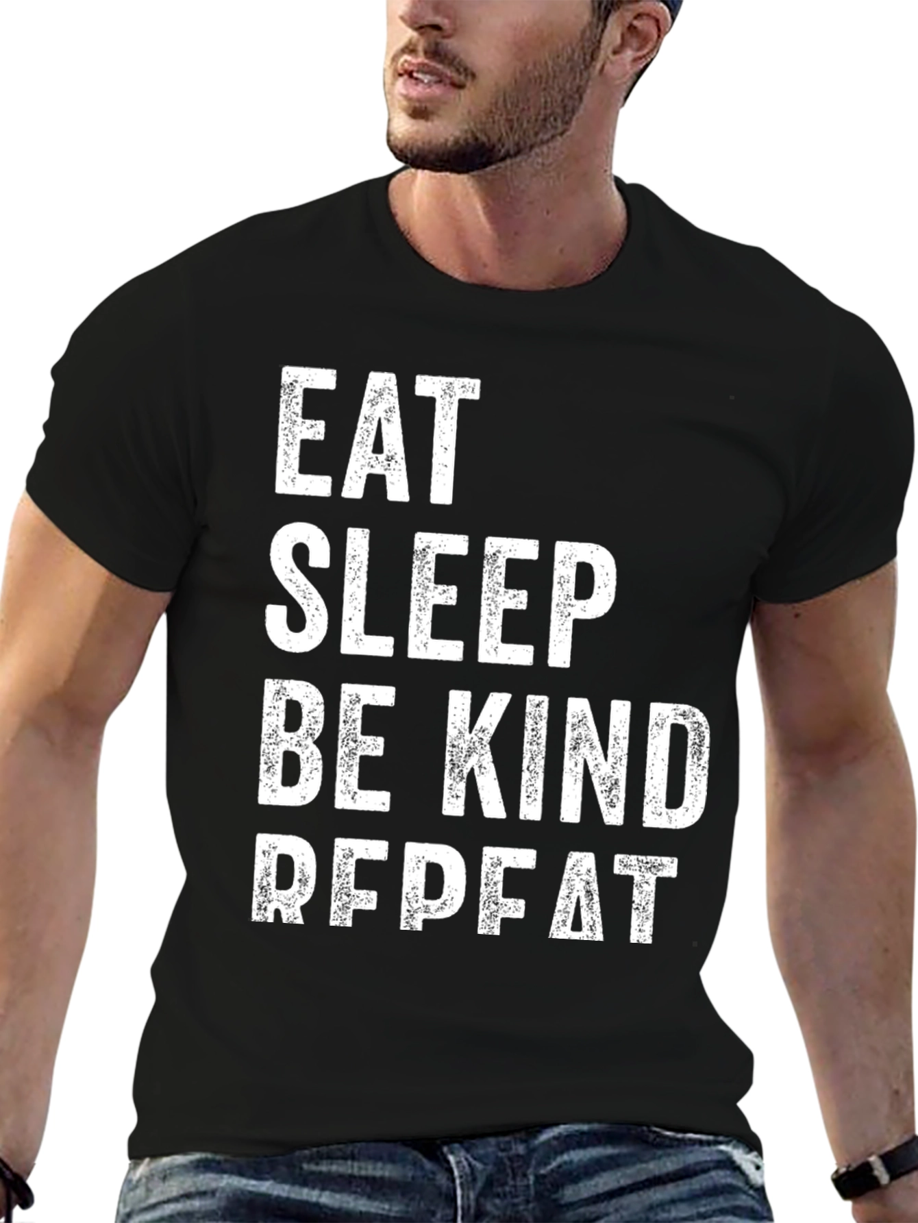 Black Eat Sleep Be Kind Repeat T-Shirt view 6