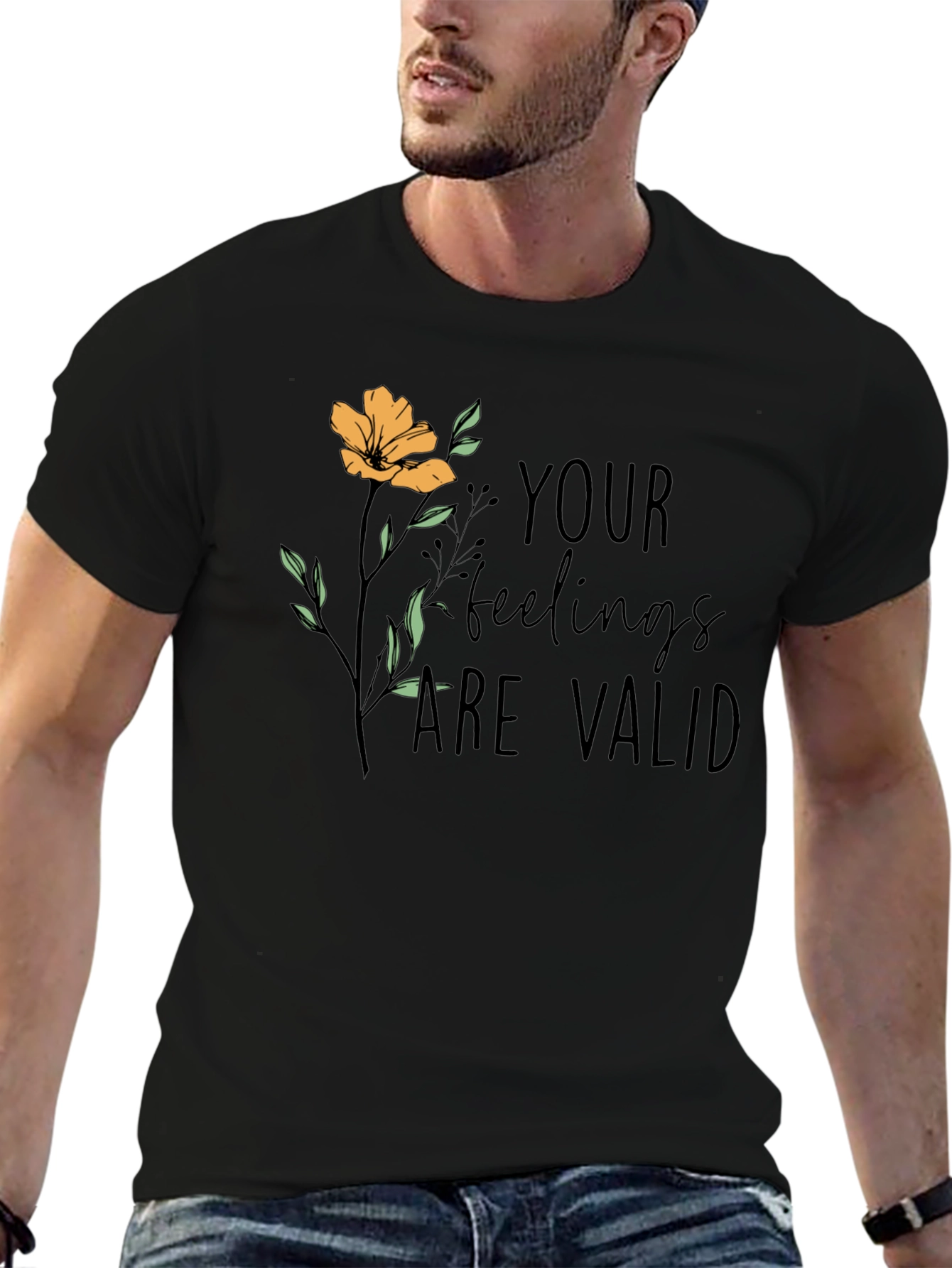 Black Valid Feelings Graphic T-Shirt - Black view 6