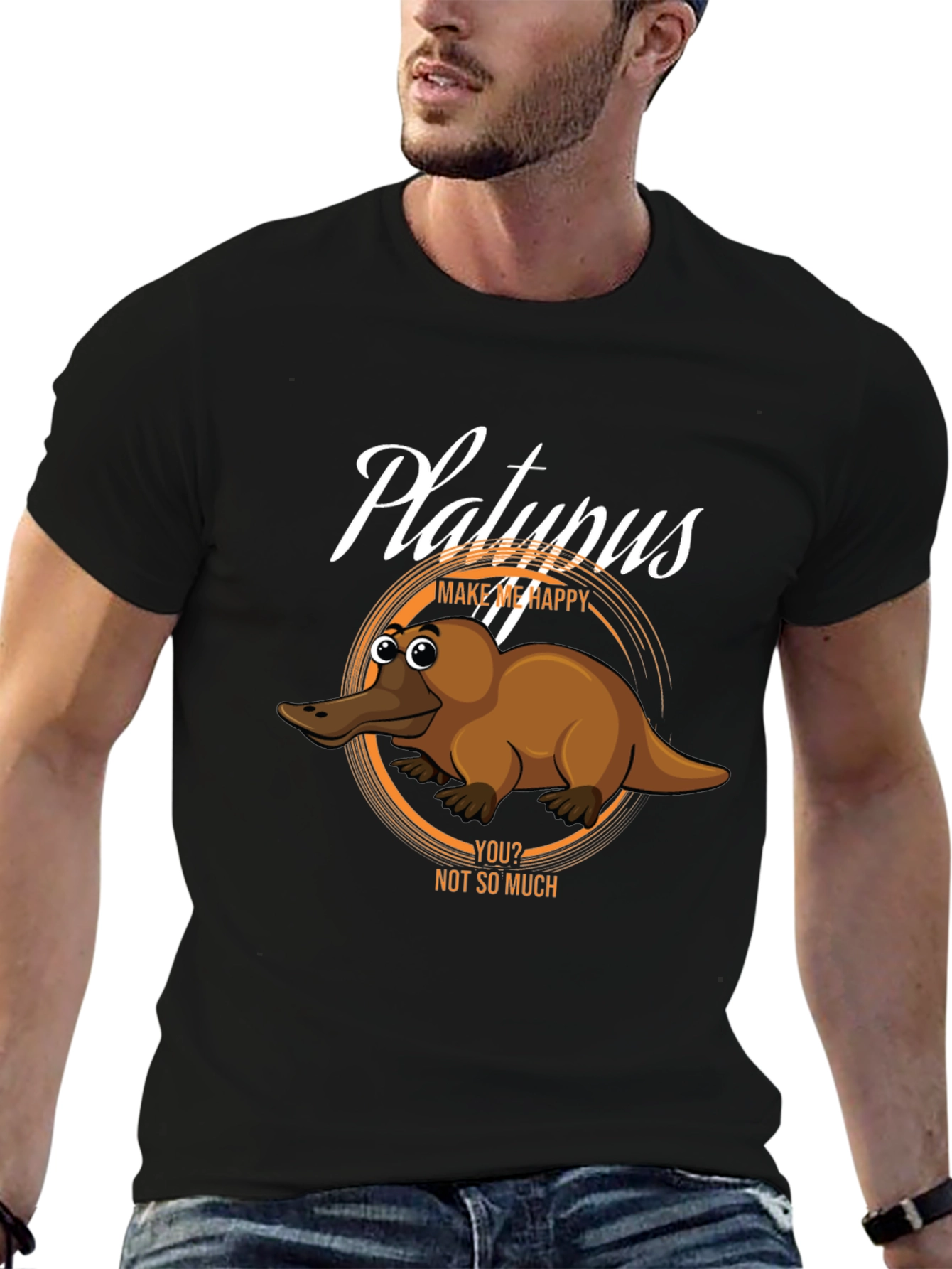 Black Funny Platypus Graphic T-Shirt view 6