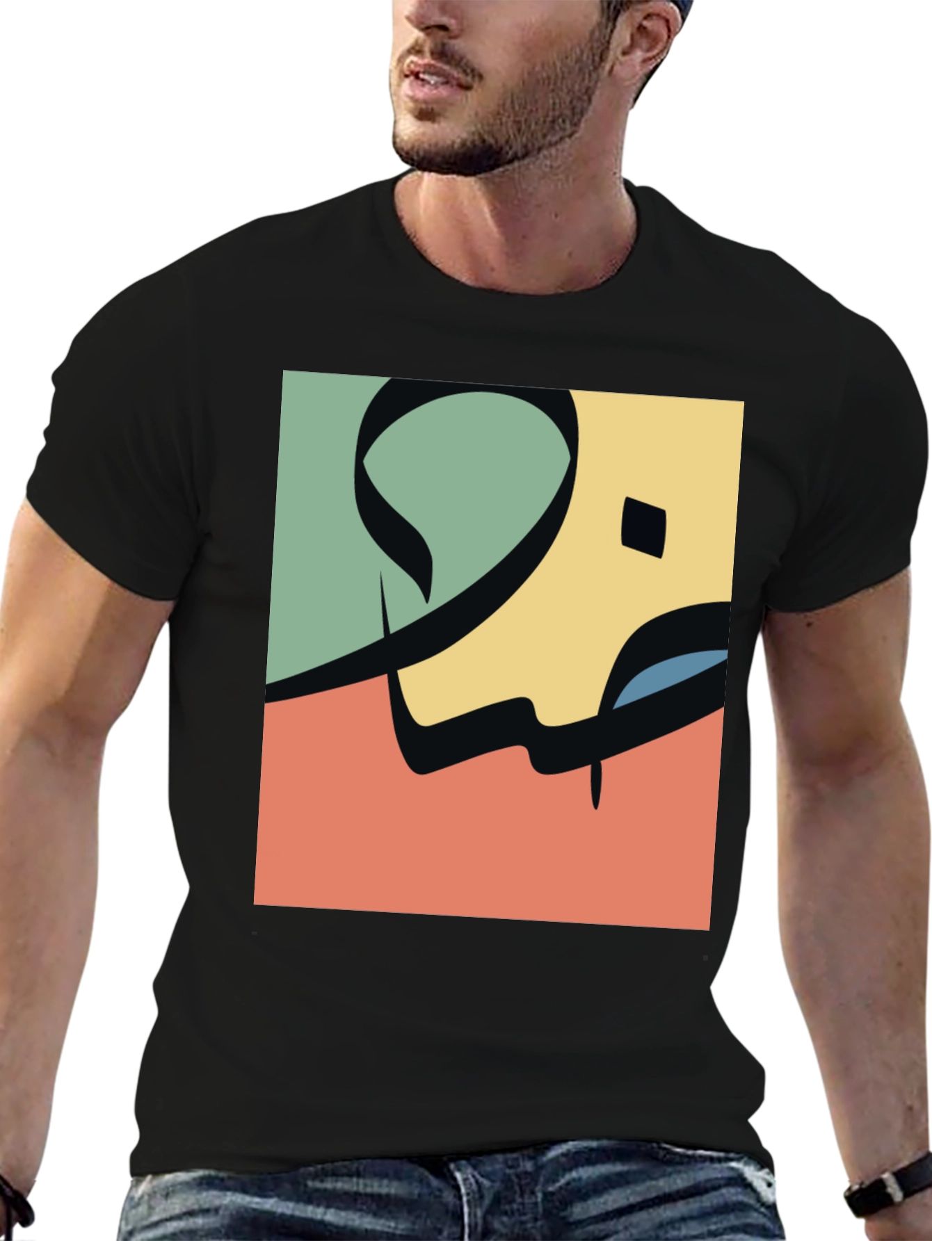 Black Abstract Arabic Calligraphy Design Tee view 6
