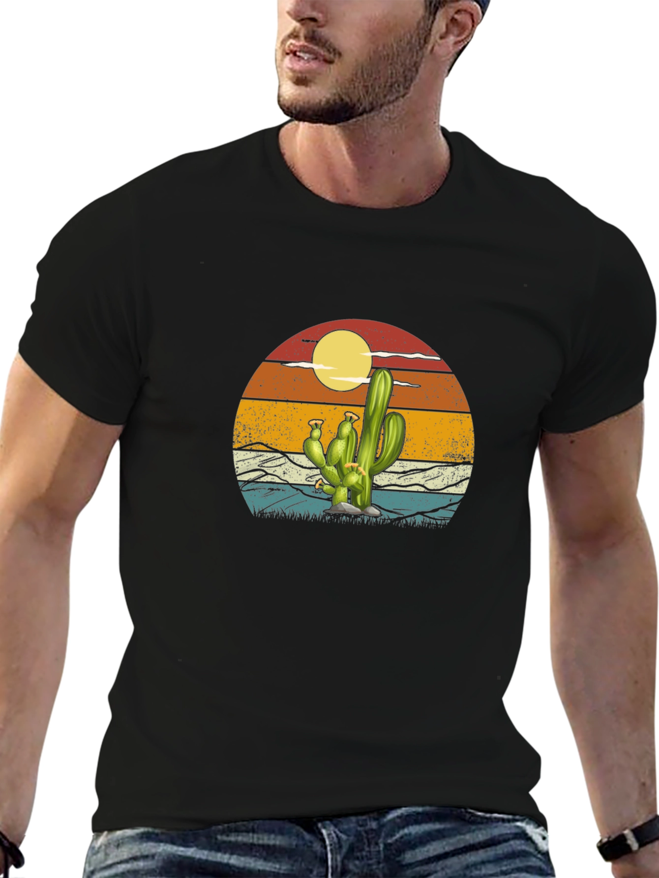Black Cactus Sunset Graphic Tee - Desert Vibes view 6