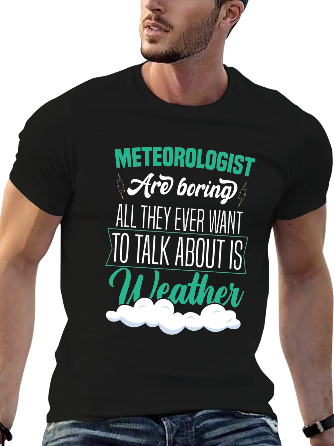 Black Funny Meteorologist T-Shirt - Weather Talk Tee view 6