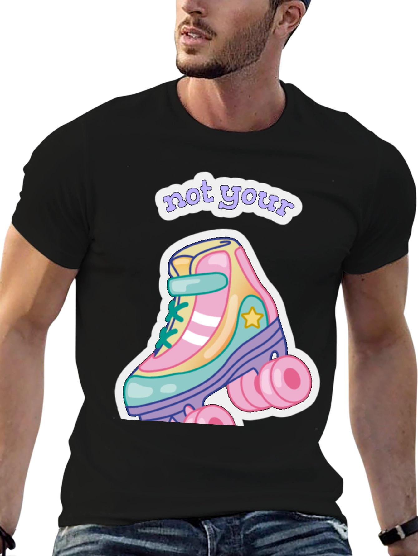 Black Retro Roller Skate T-Shirt - Not Your Skate! view 6