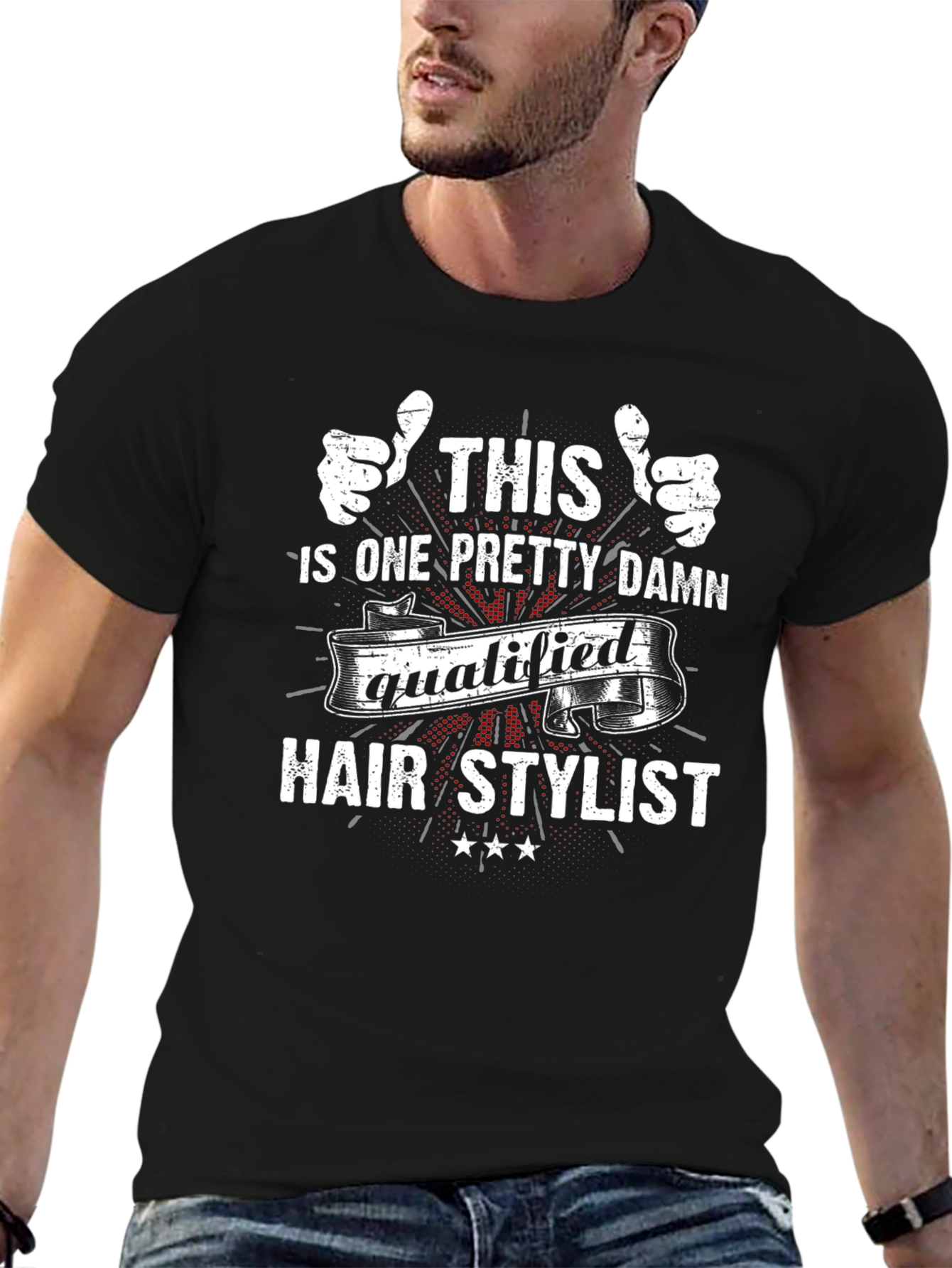 Black Qualified Hair Stylist T-Shirt view 6