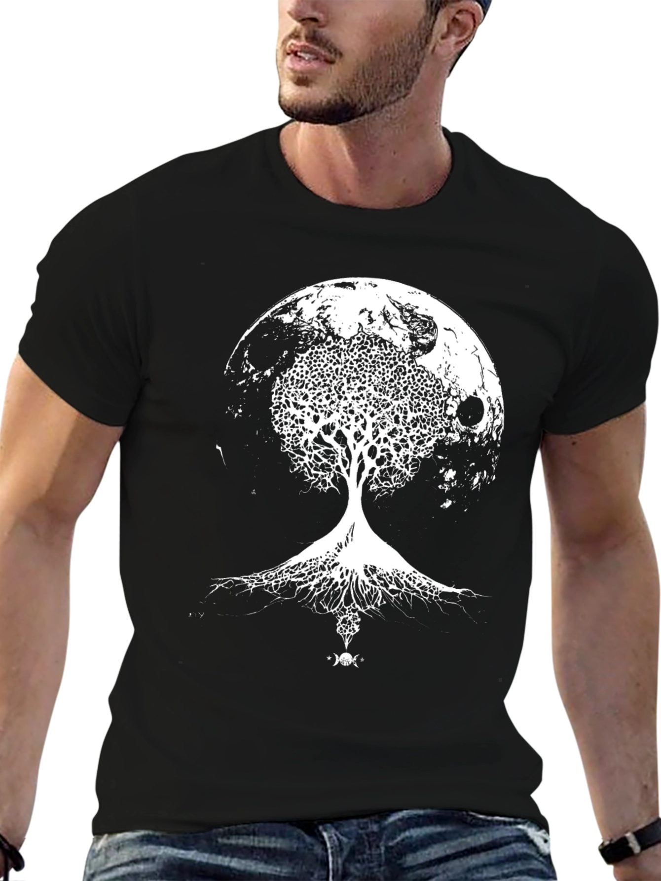 Black Tree of Life Moon Graphic Tee view 6