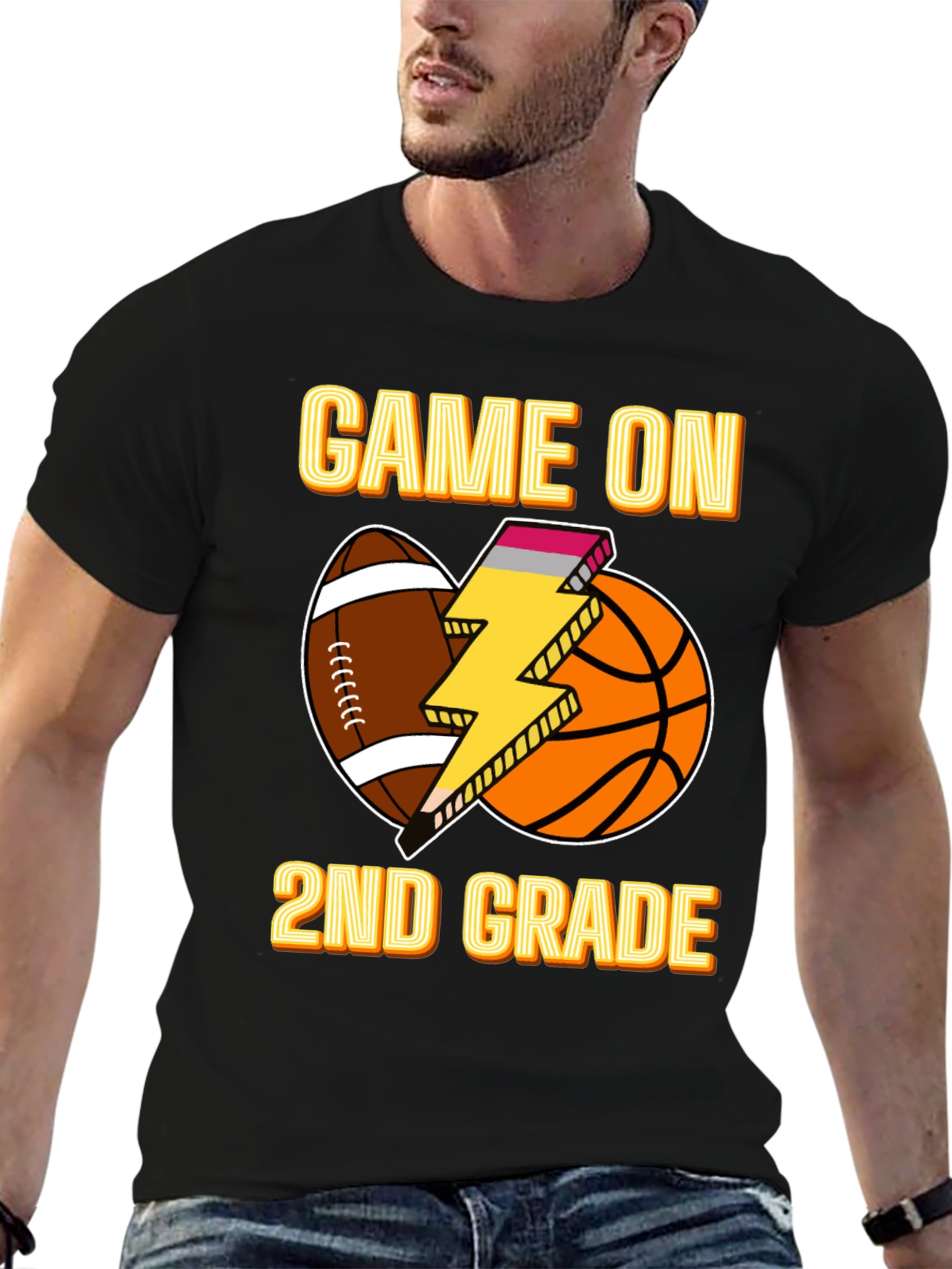 Black Game On 2nd Grade T-Shirt view 6