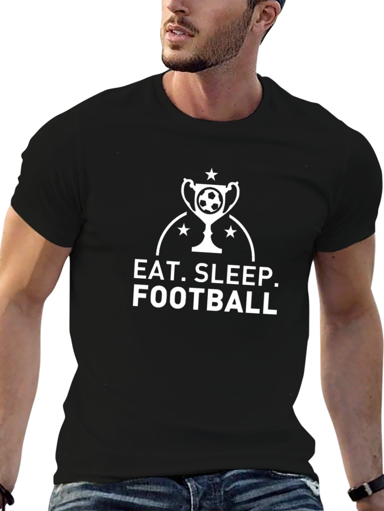 Black Eat Sleep Football T-Shirt - Black view 6