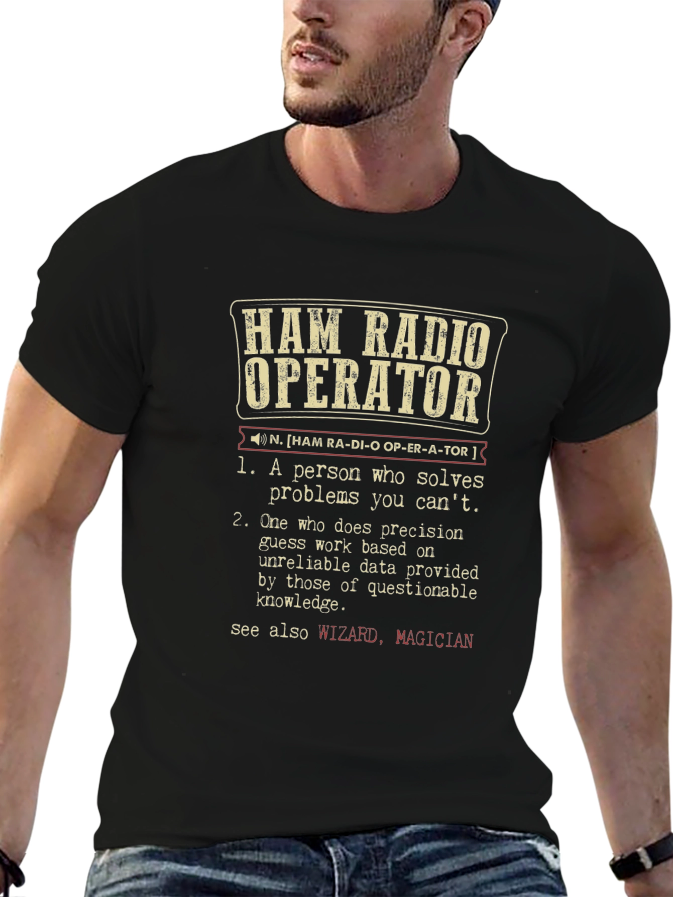 Black Ham Radio Operator Definition T-Shirt view 6