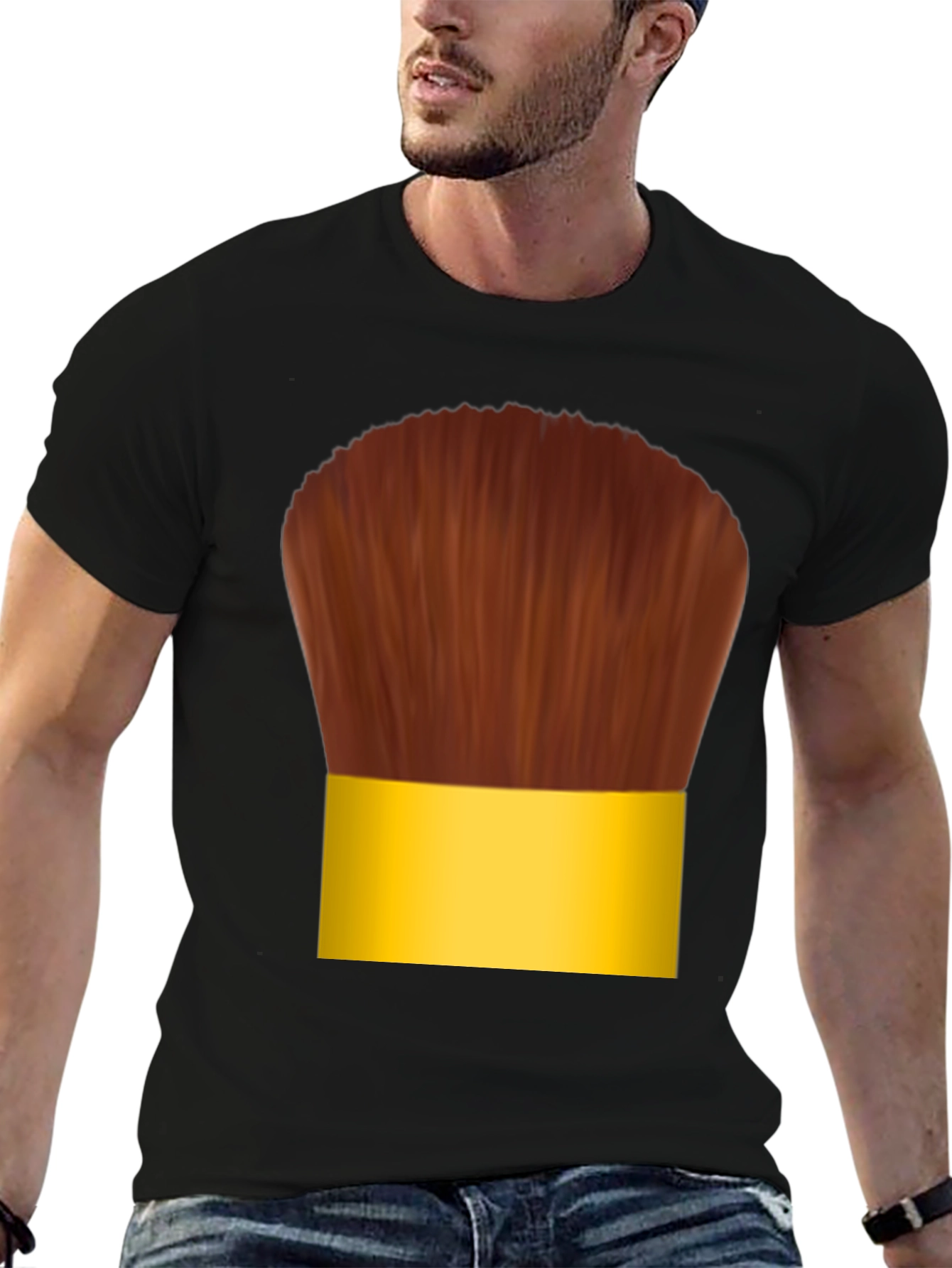 Black Makeup Brush Graphic Tee - Fun Cosplay T-Shirt view 6