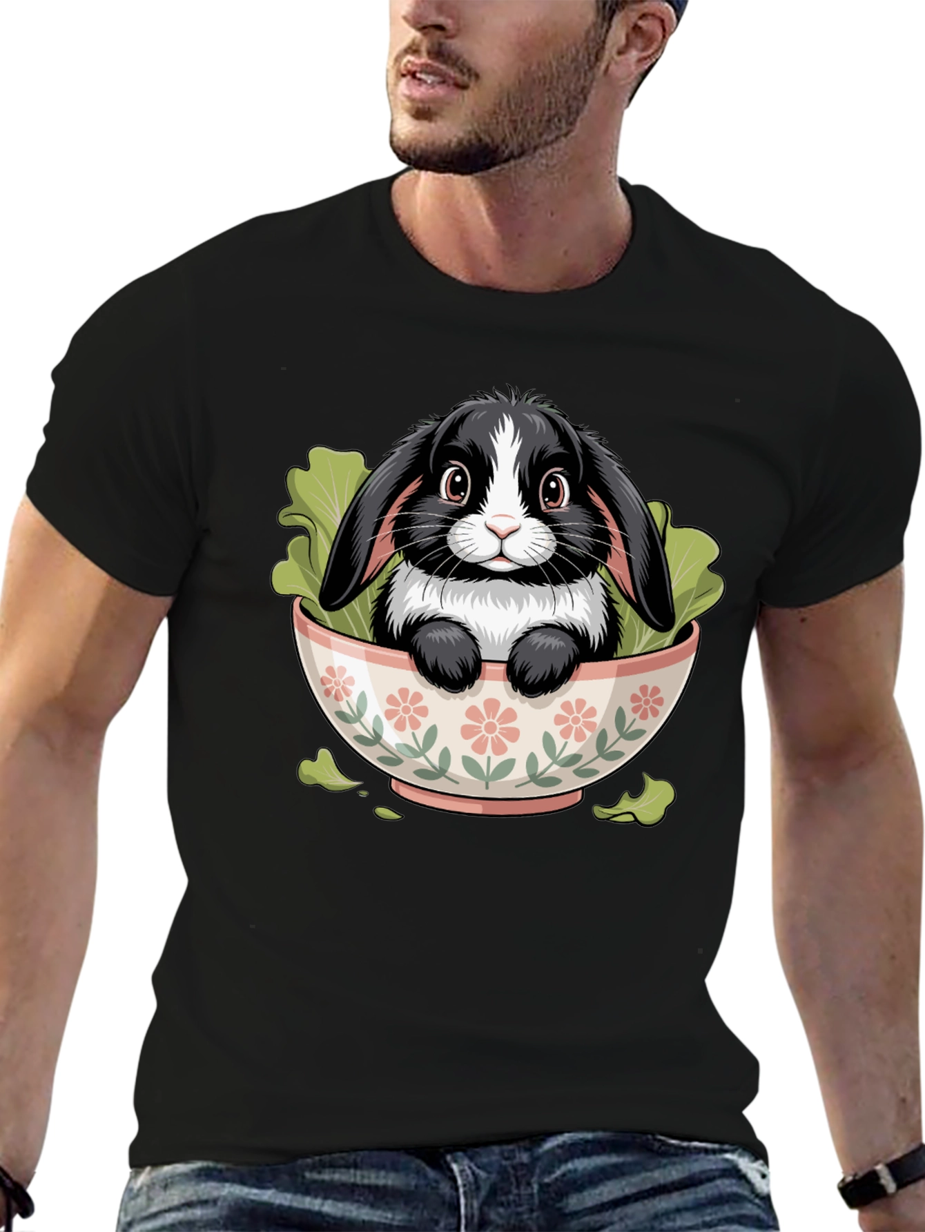 Black Bunny in Bowl Graphic Tee view 6