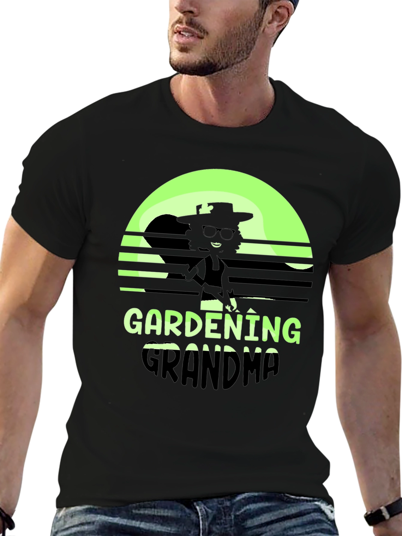 Black Gardening Grandma T-Shirt - Retro Style view 6