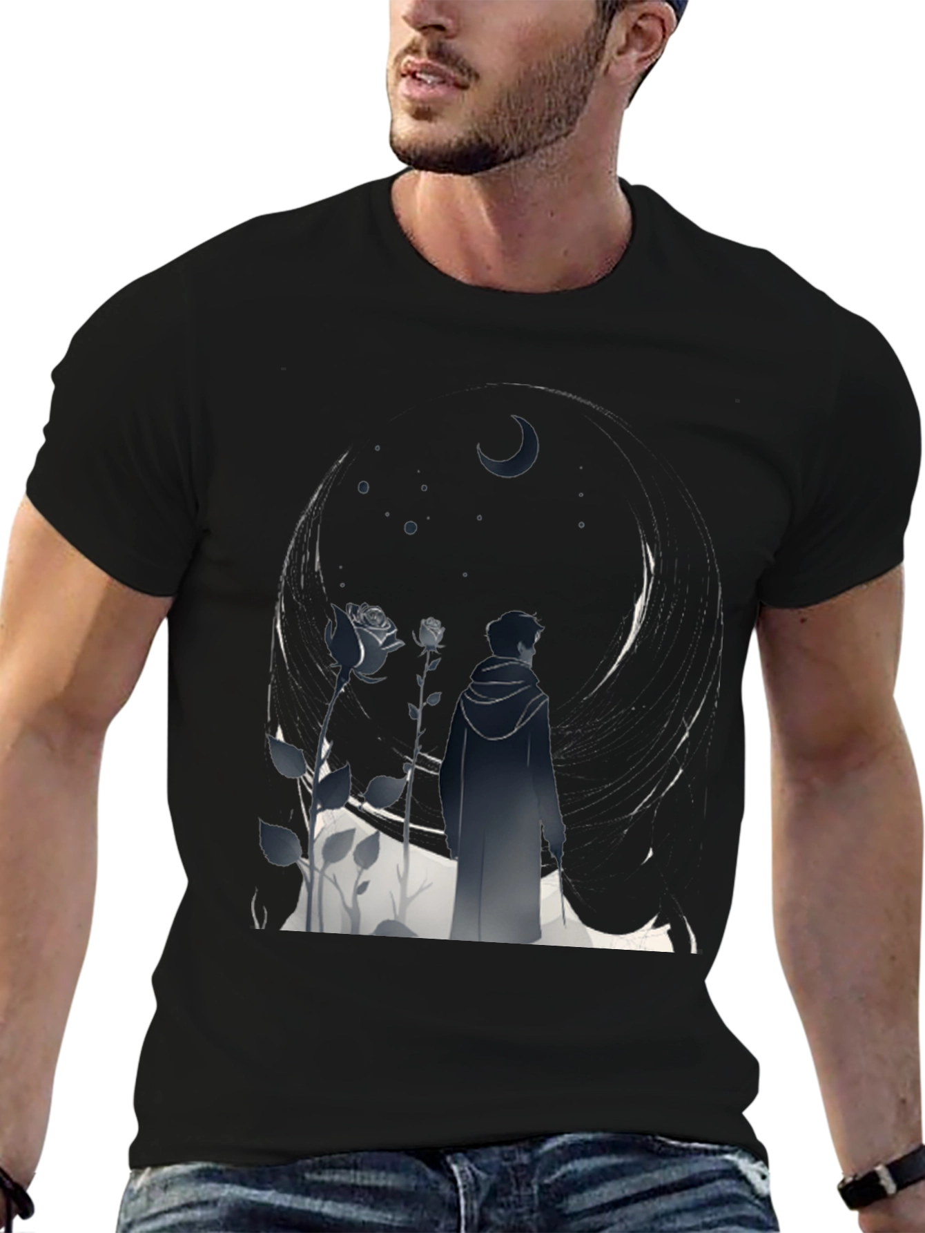 Black Midnight Bloom Graphic Tee view 6