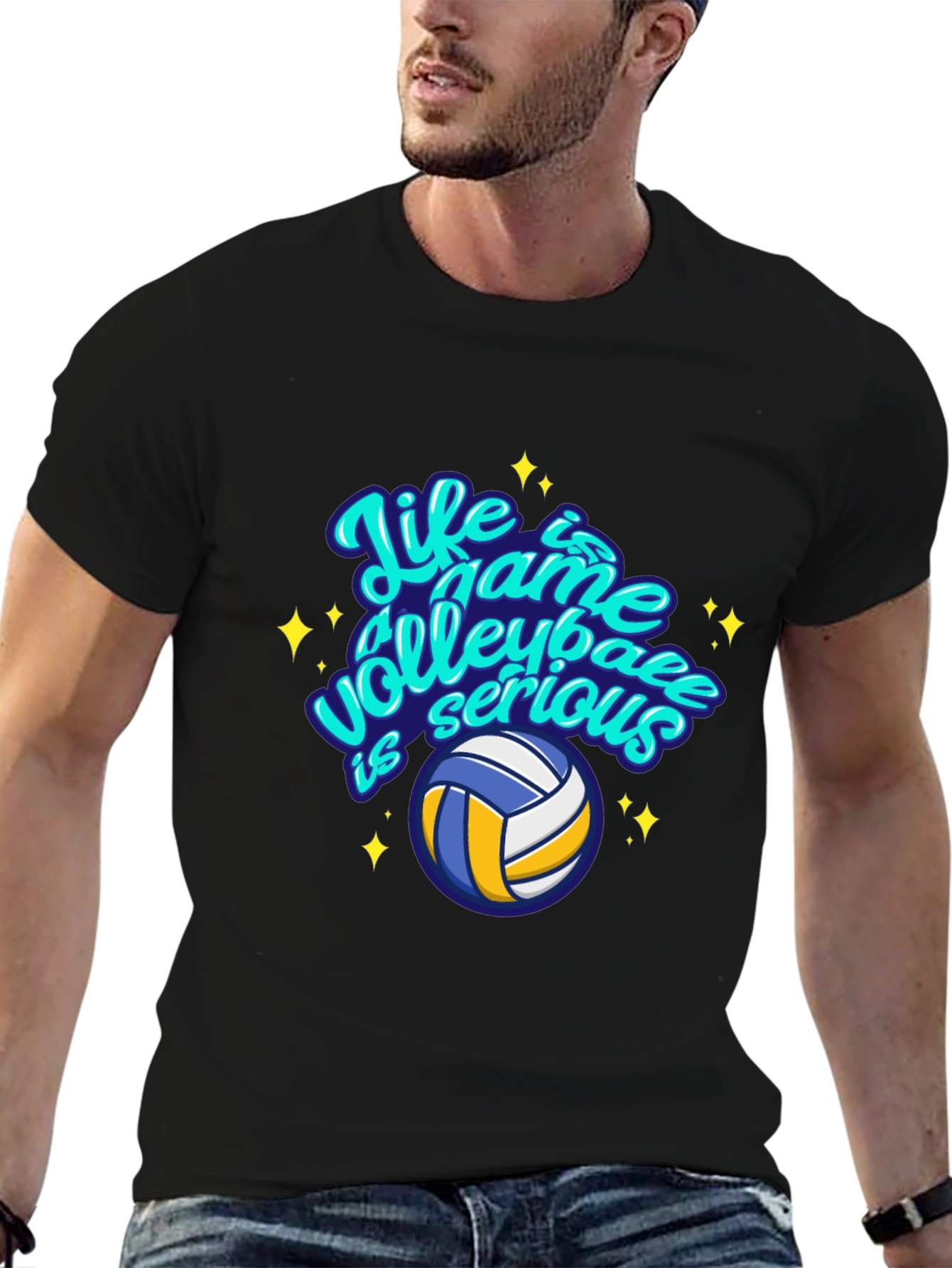 Black Volleyball Life Game Graphic Tee - Casual Comfort view 6