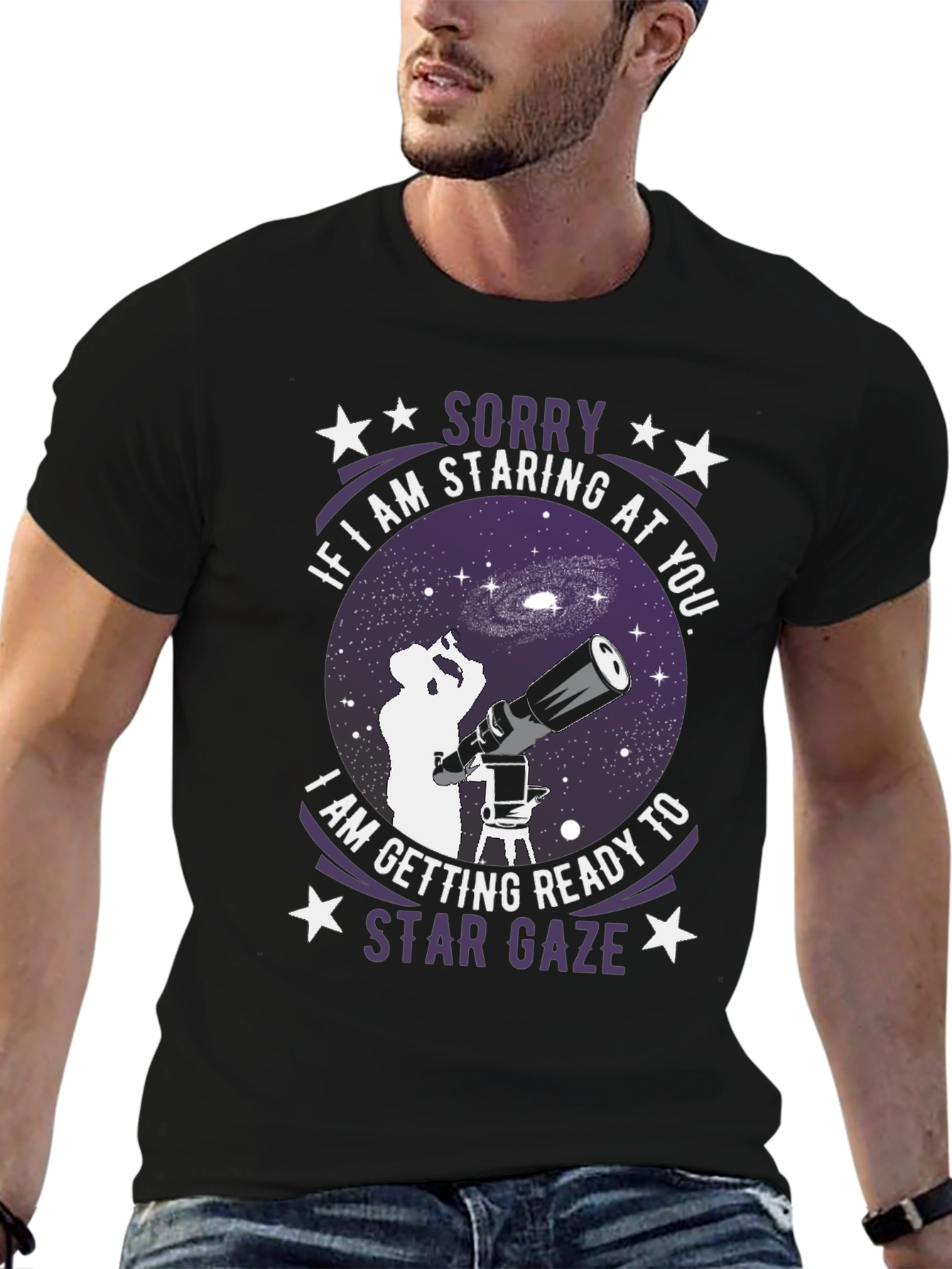 Black Star Gaze T-Shirt - Sorry If I'm Staring! view 6