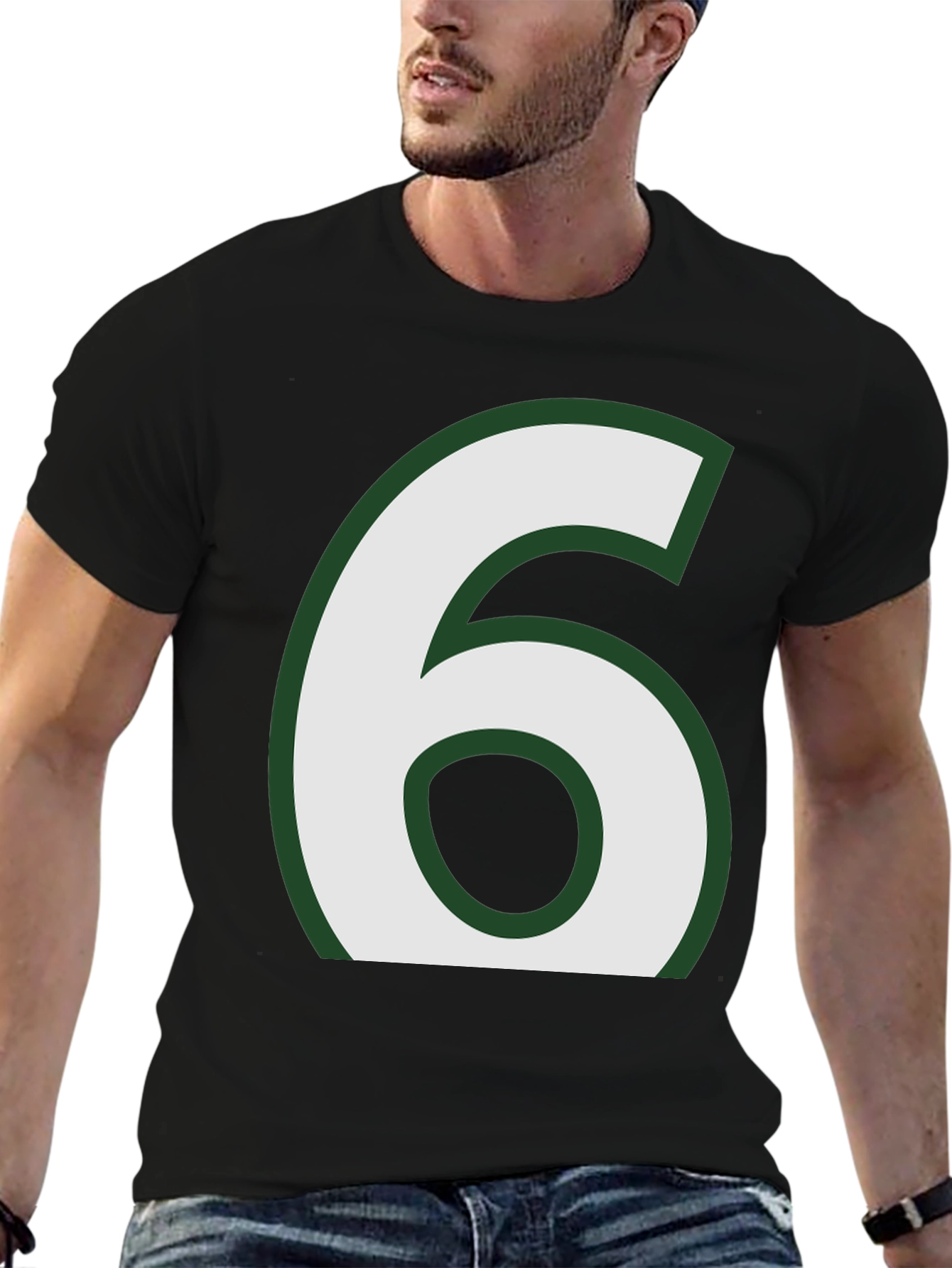 Black Number 6 Graphic Tee - Black Cotton Blend view 6