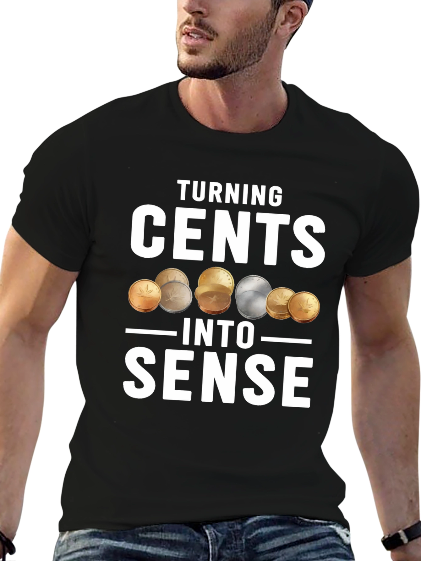 Black Turning Cents Into Sense Graphic Tee view 6
