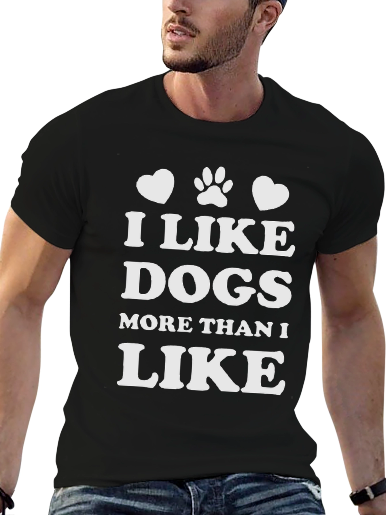Black I Like Dogs T-Shirt - Black Cotton Blend view 6
