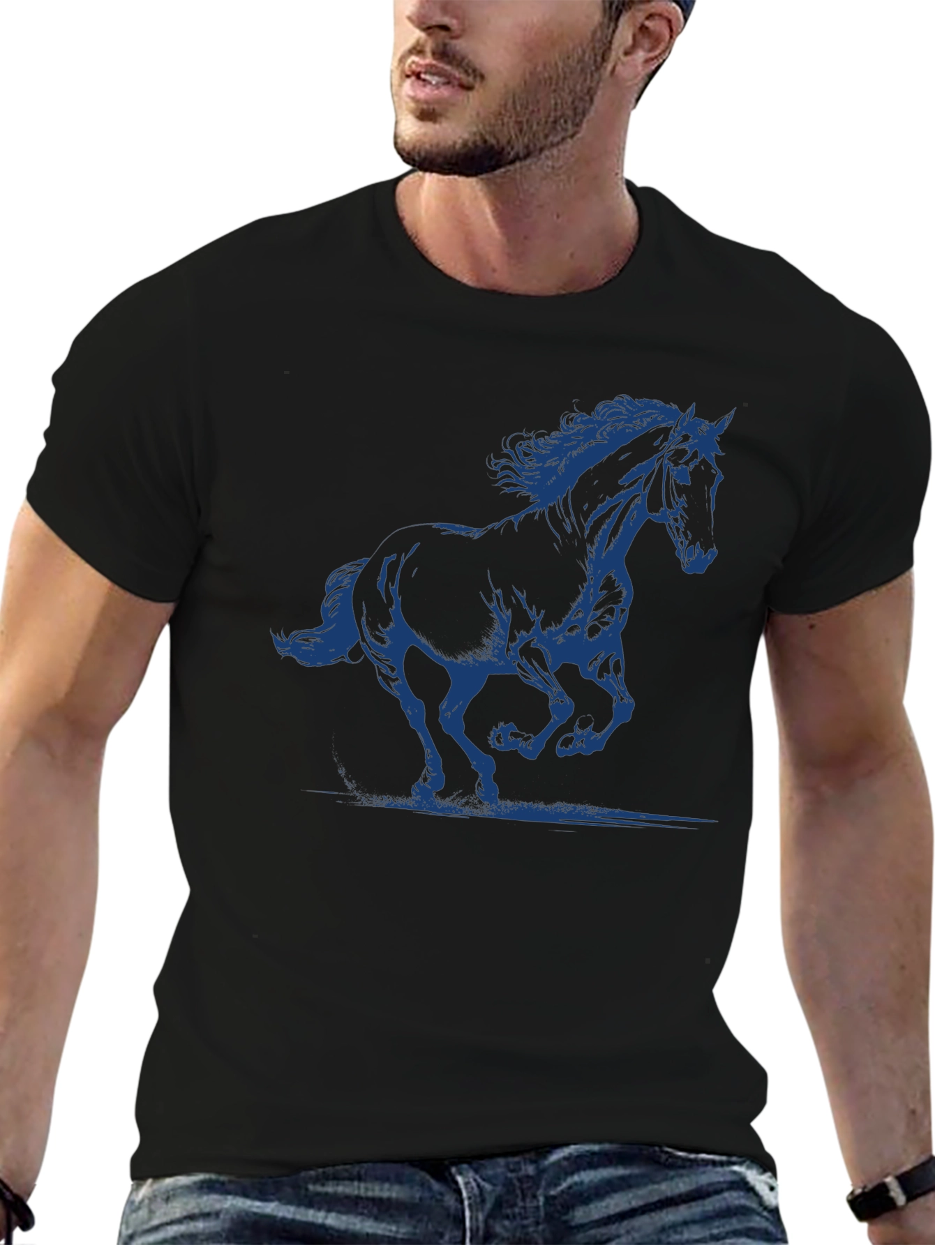 Black Horse Graphic Black T-Shirt view 6