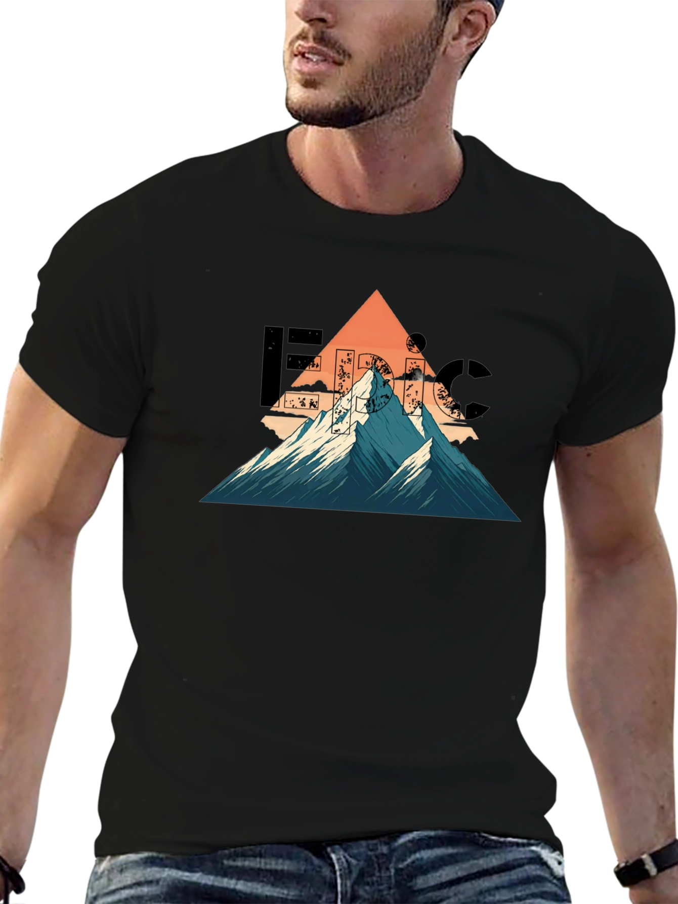 Black Epic Mountain Graphic T-Shirt - Adventure Ready view 6