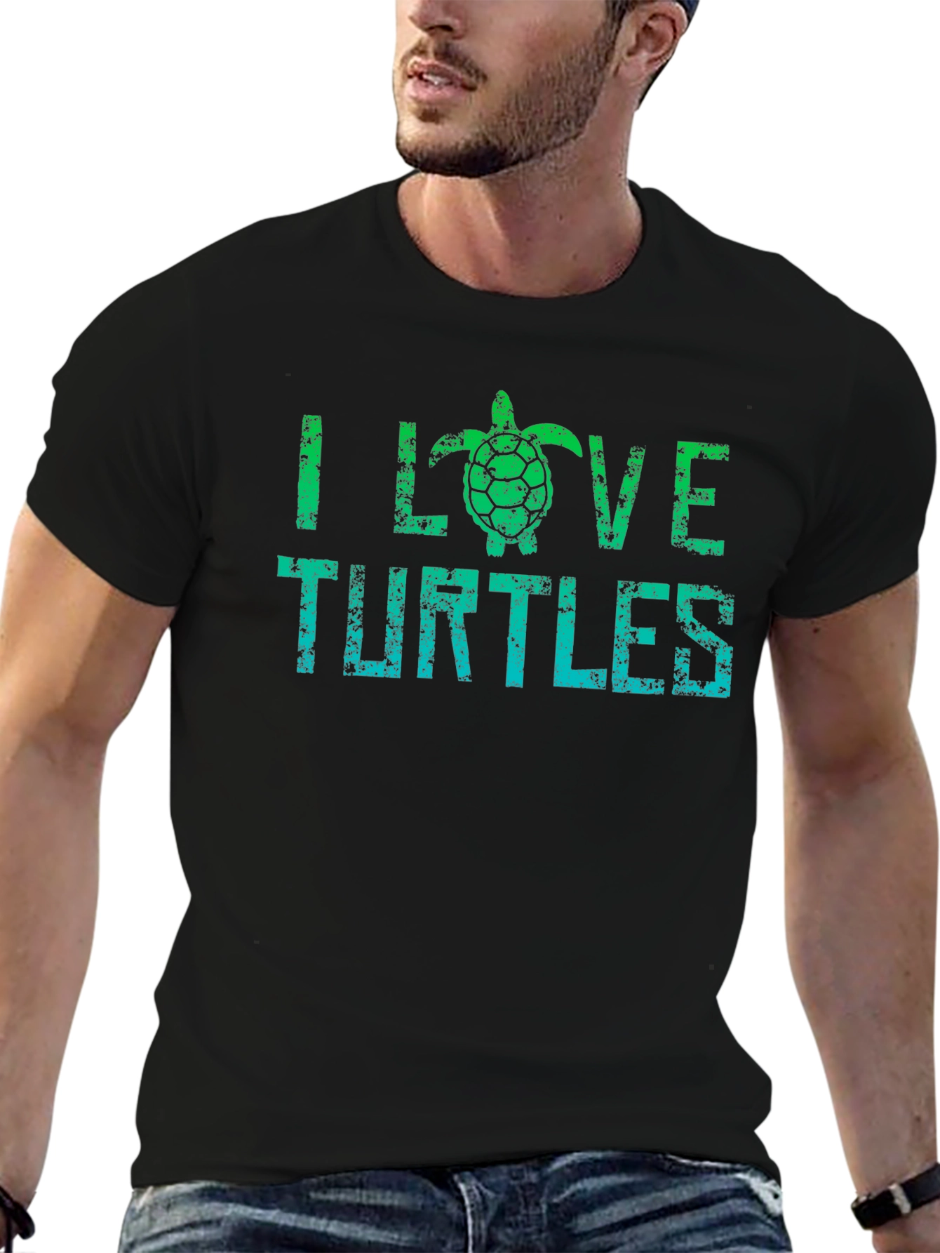 Black I Love Turtles Graphic T-Shirt - Black view 6