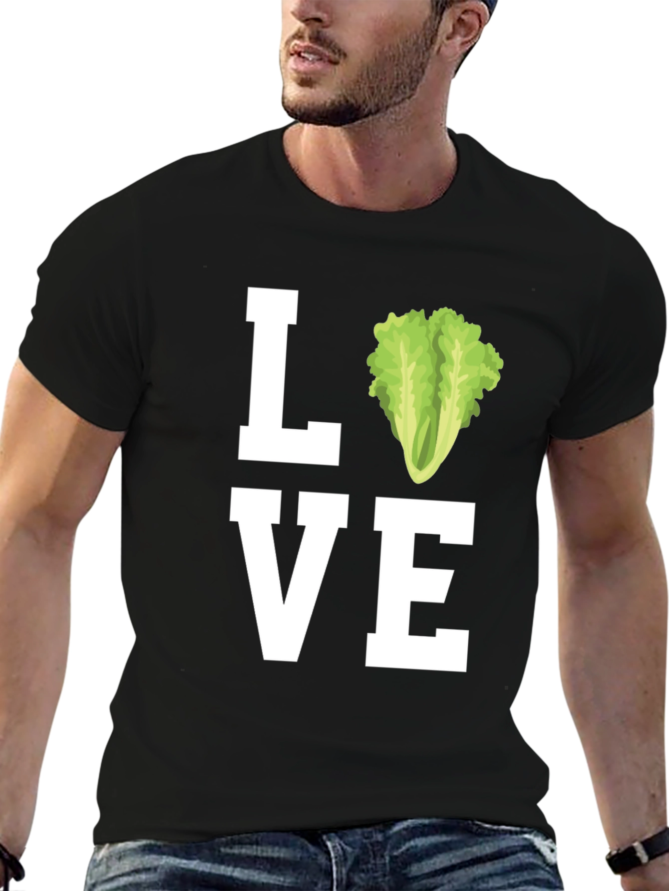 Black Love Lettuce T-Shirt - Funny Vegetarian Tee view 6
