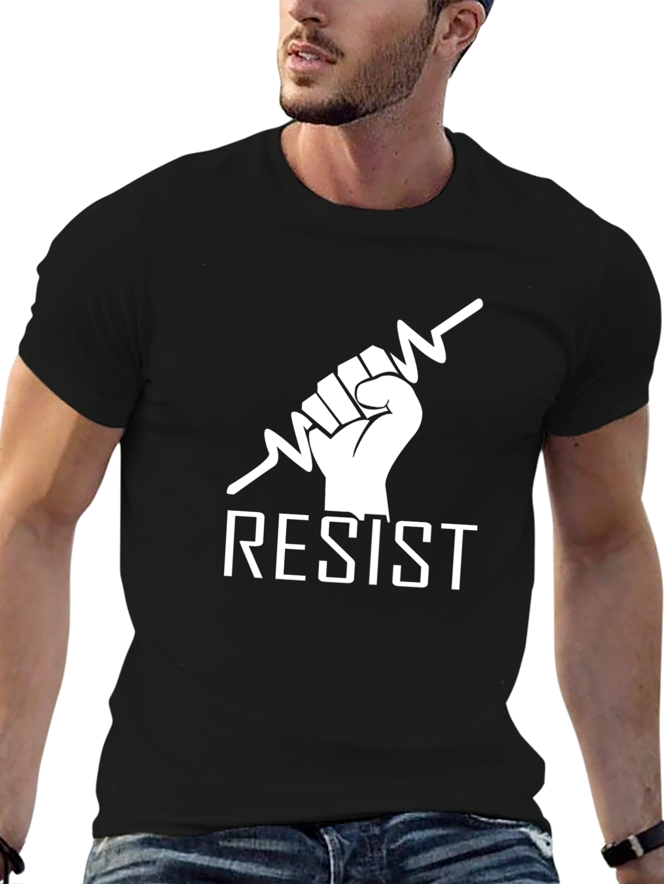 Black Resist Graphic Tee - Bold Statement Shirt view 6