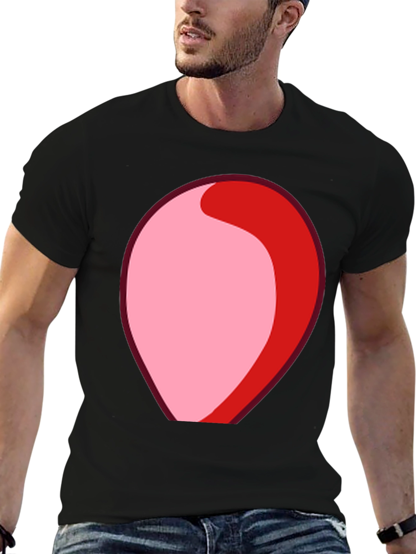 Black Red & Pink Abstract Graphic T-Shirt view 6