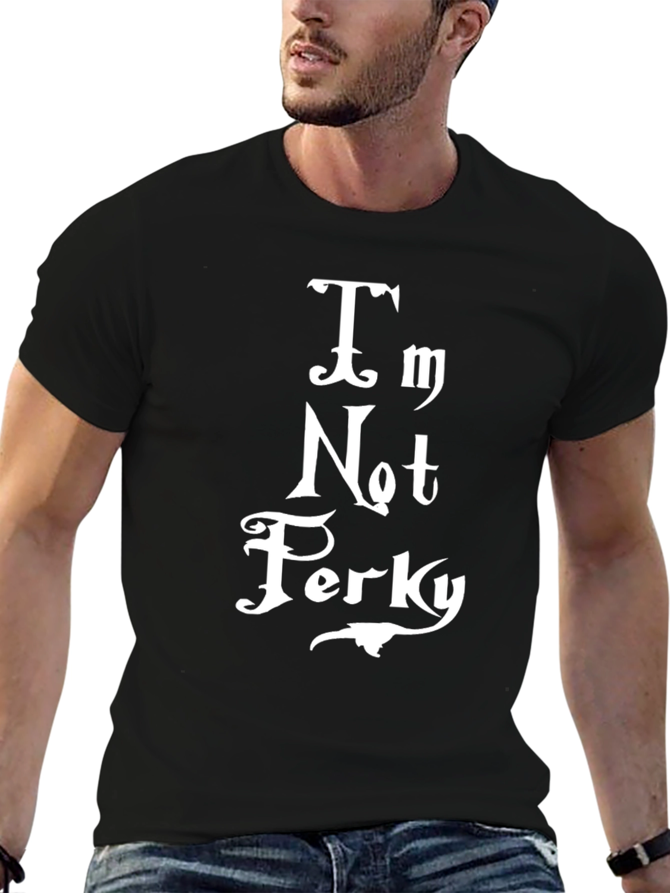 Black I'm Not Perky Graphic T-Shirt - Black view 6