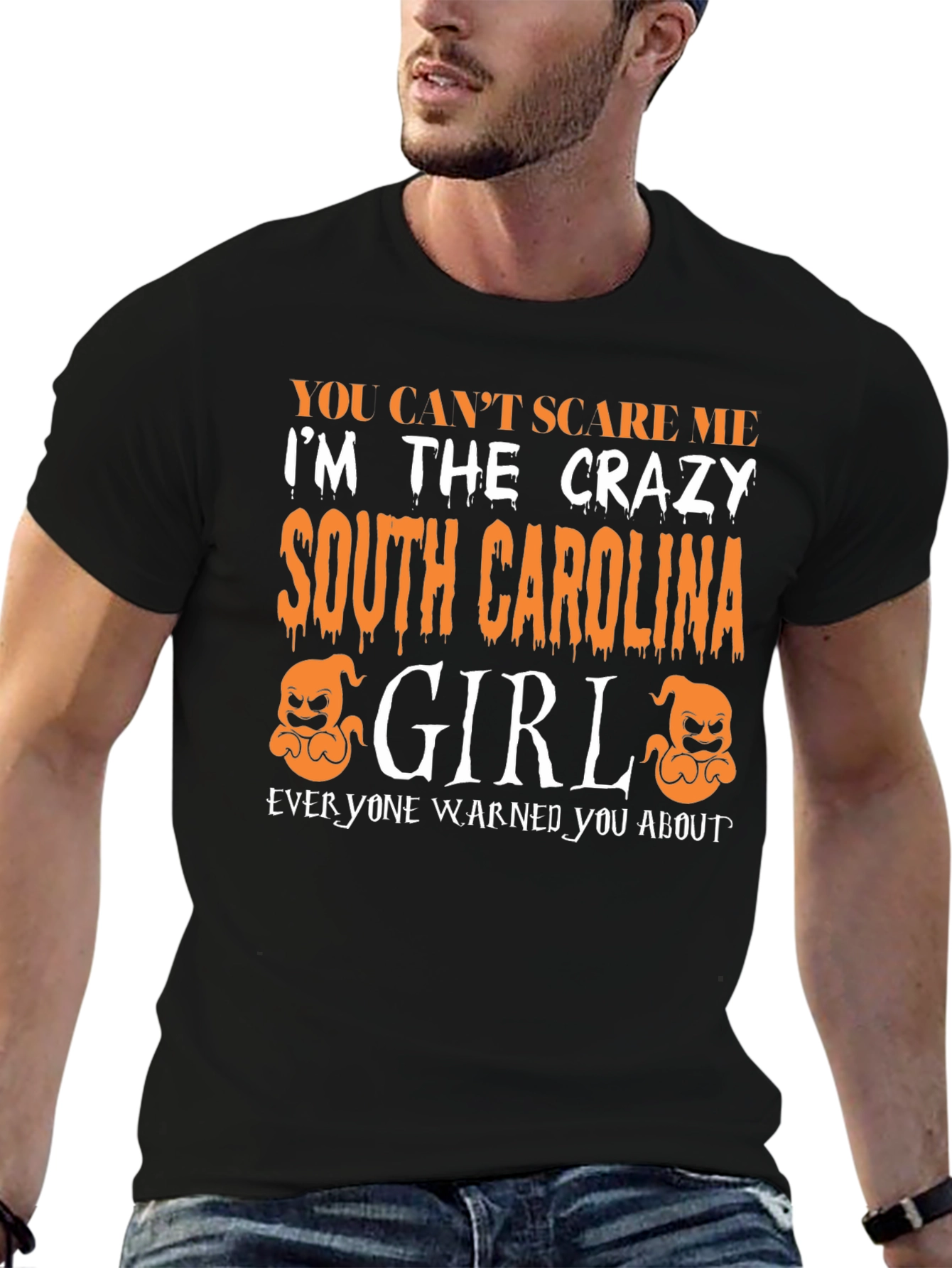 Black Crazy South Carolina Girl T-Shirt Halloween Tee view 6