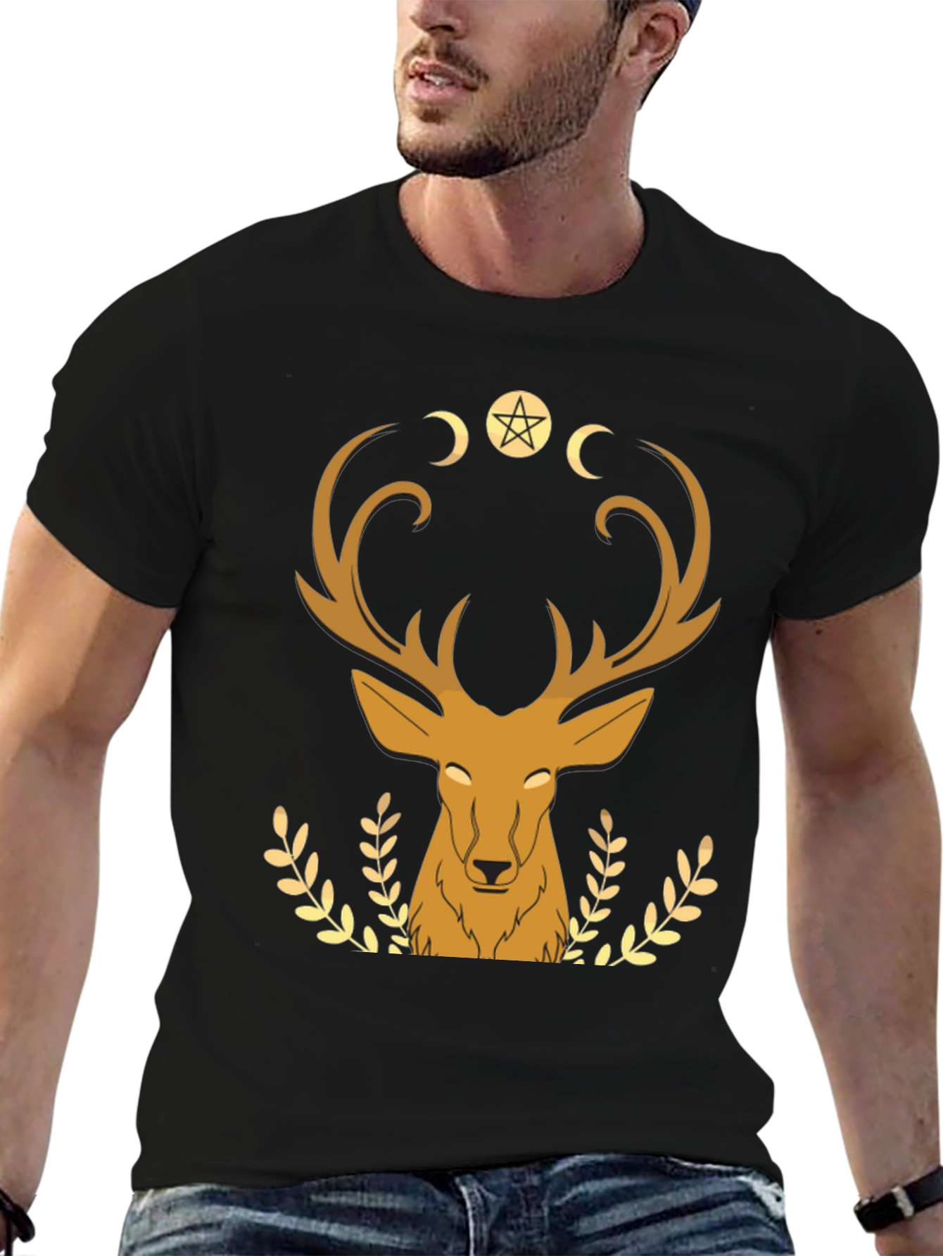 Mystical Deer Graphic Tee - Black T-Shirt - 6