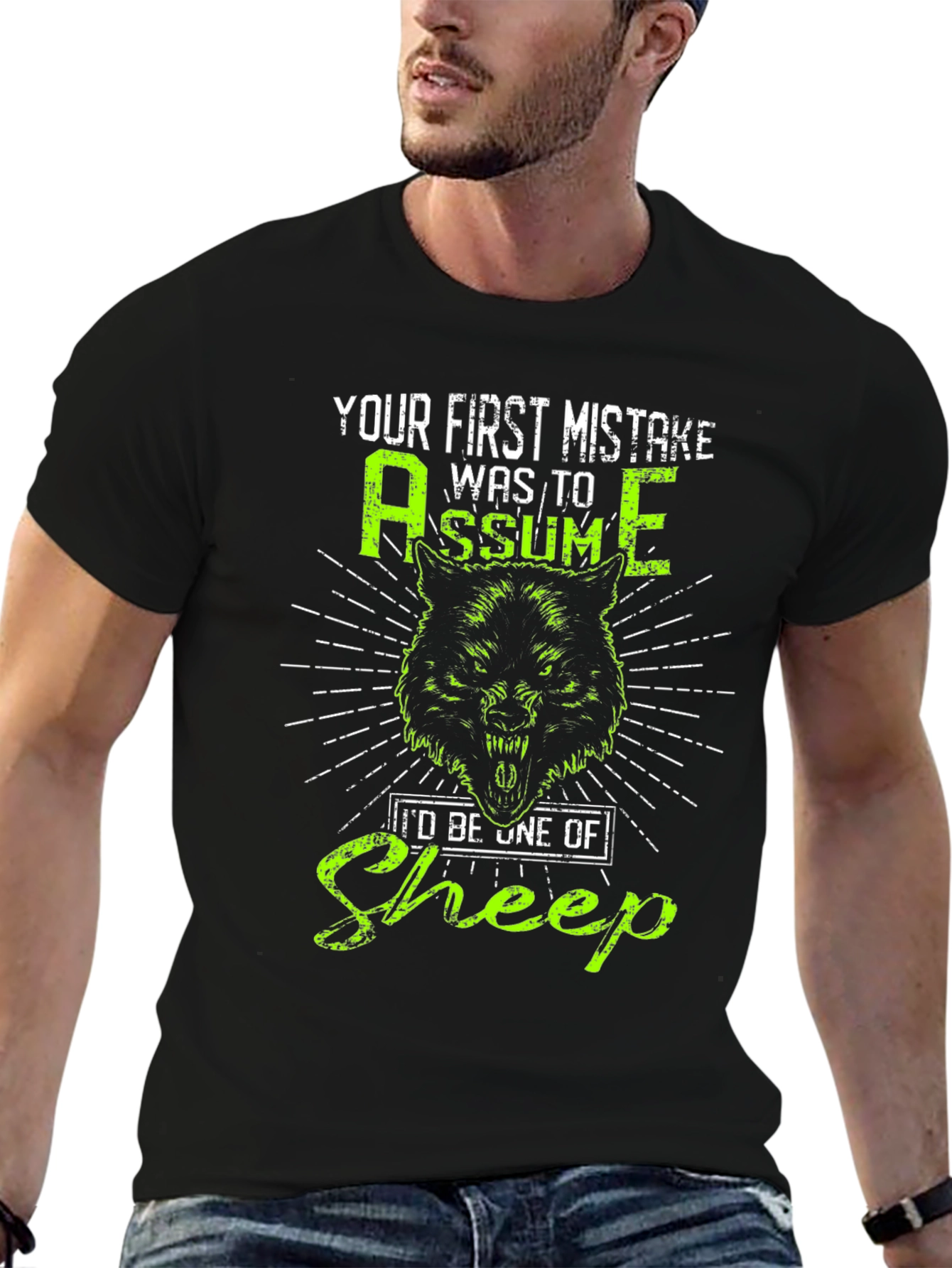 Black Wolf Graphic T-Shirt: Your First Mistake Was to Assume view 6