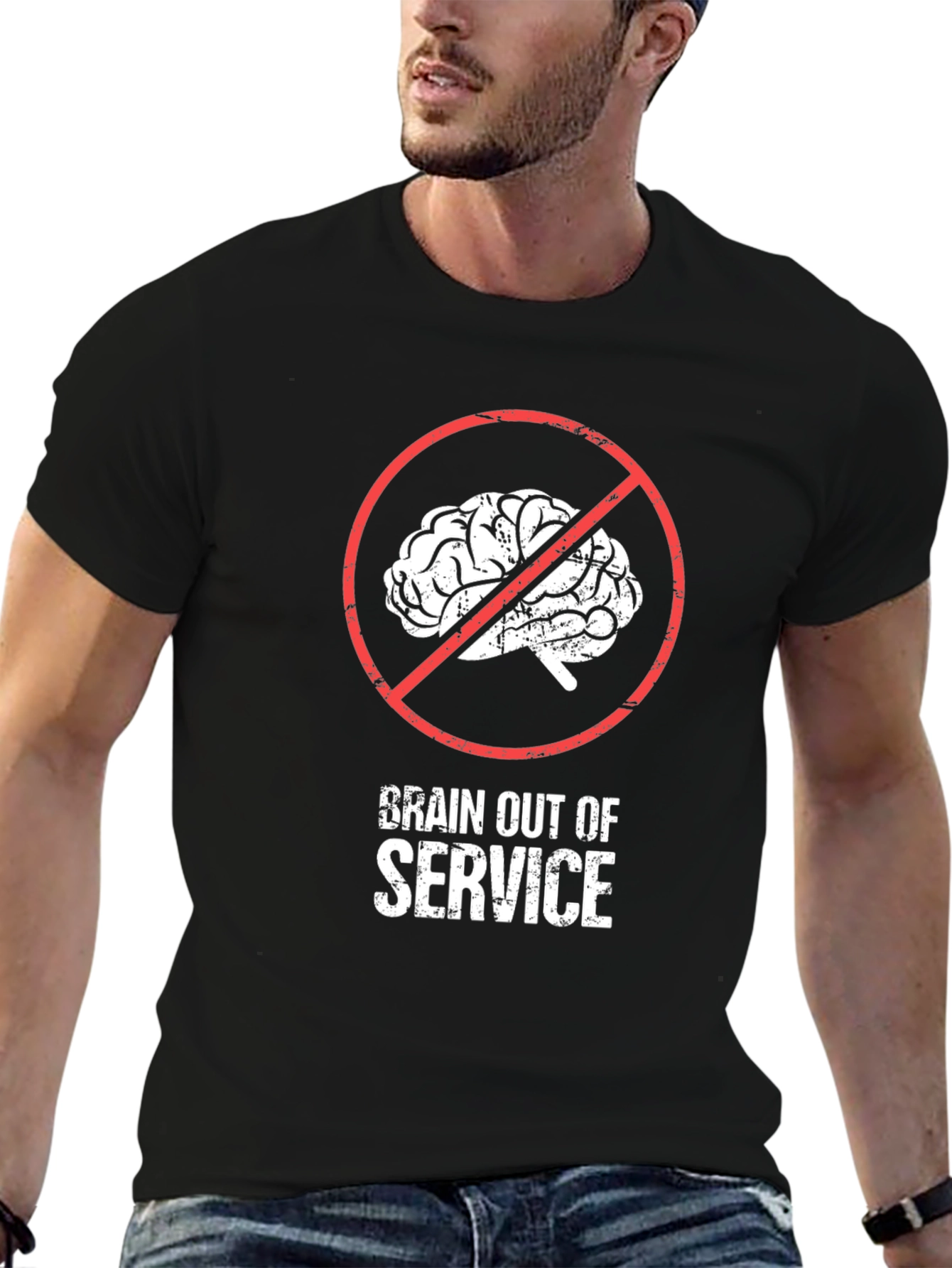 Black Brain Out of Service T-Shirt view 6