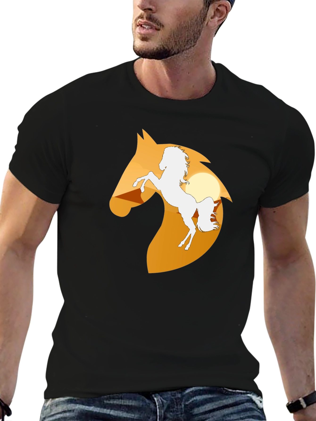 Black Horse Silhouette Graphic Tee - Black view 6