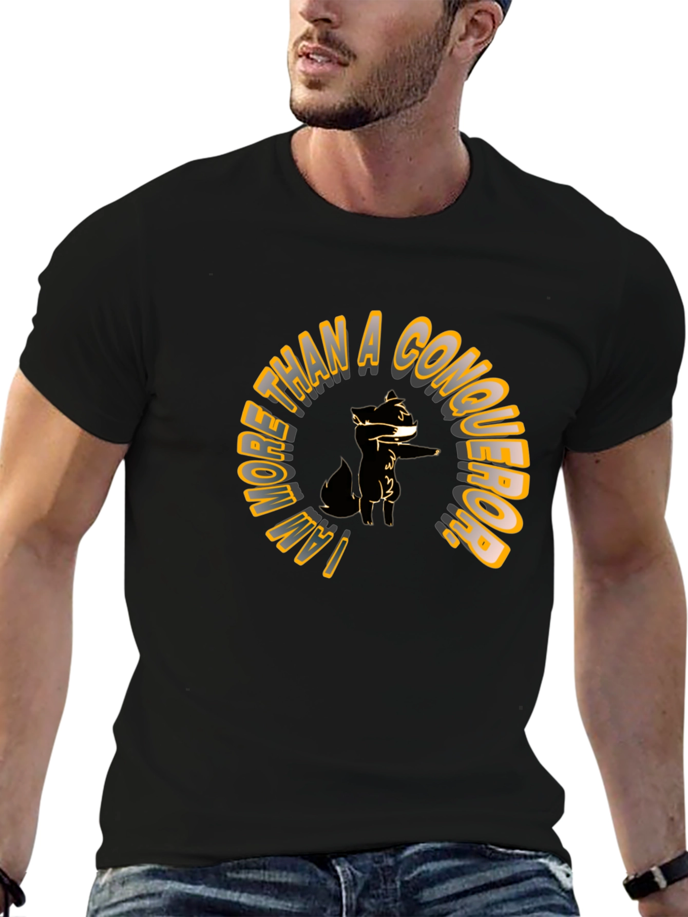 Black I AM MORE THAN A CONQUEROR T-Shirt view 6