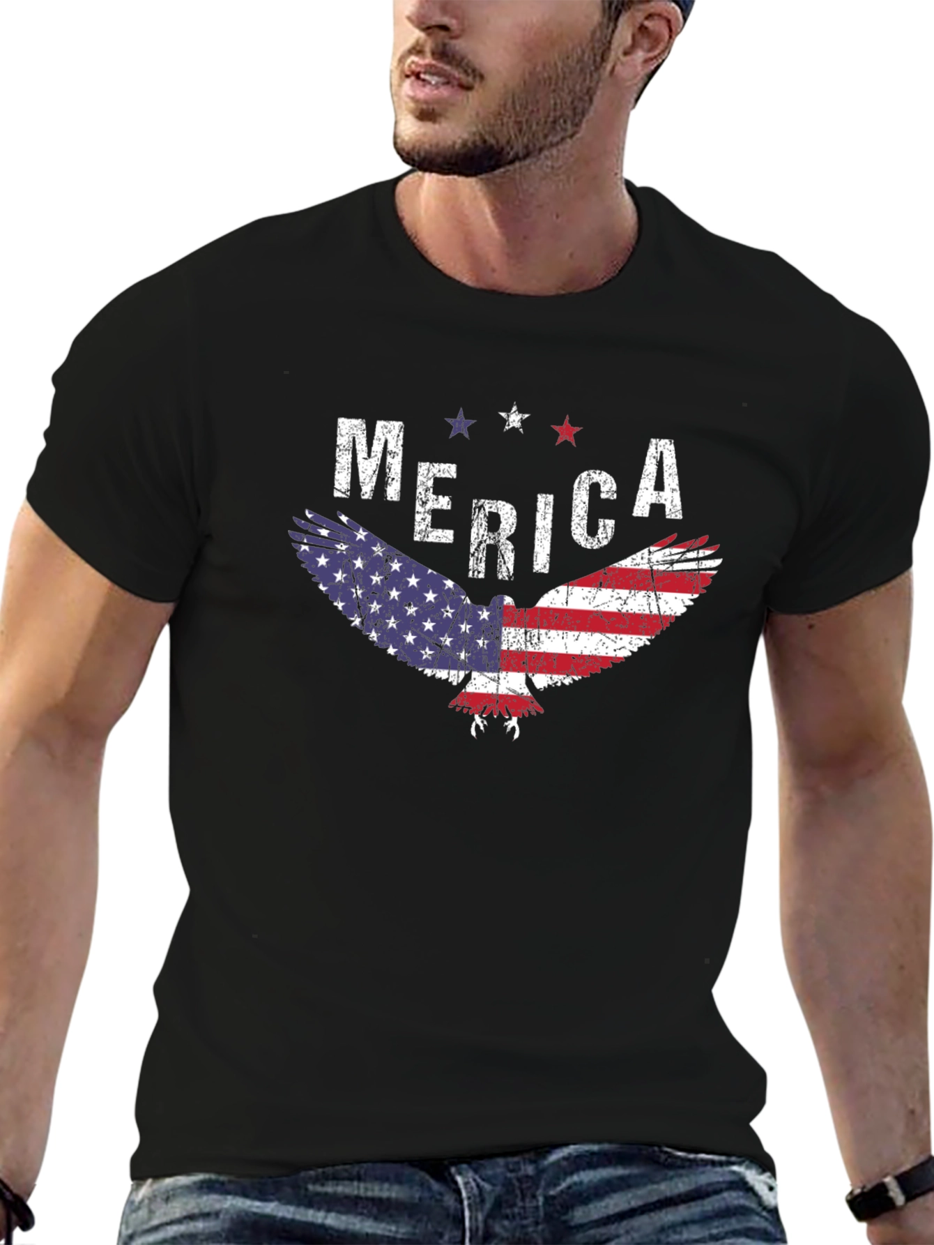 Black Patriotic Eagle 'Merica Graphic Tee view 6