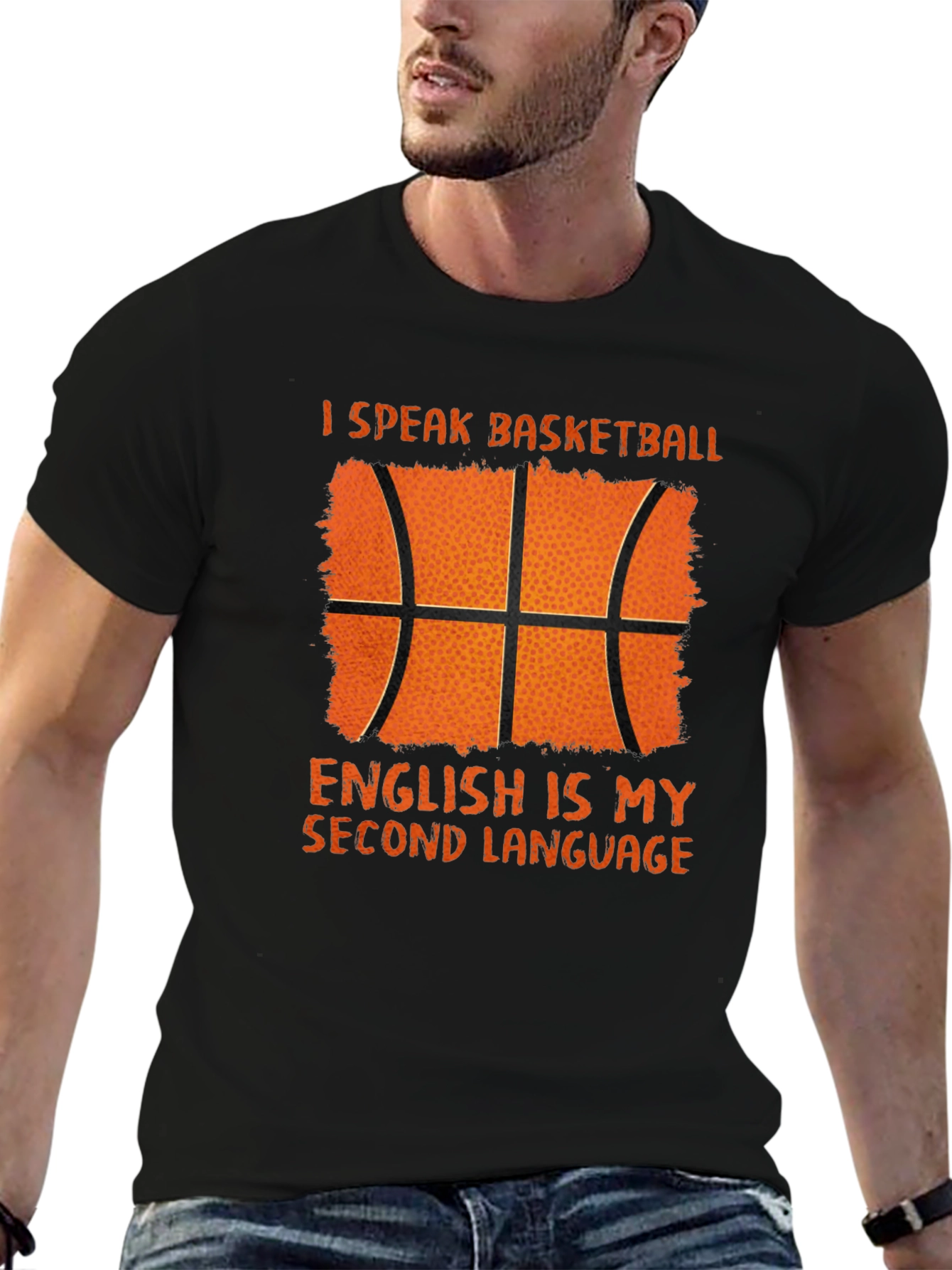 Black Basketball Second Language Graphic T-Shirt view 6