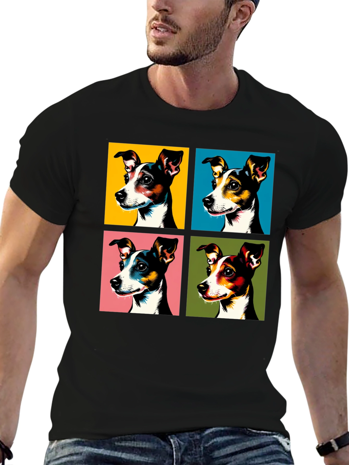 Black Pop Art Dog Graphic Tee - Stylish & Unique view 6