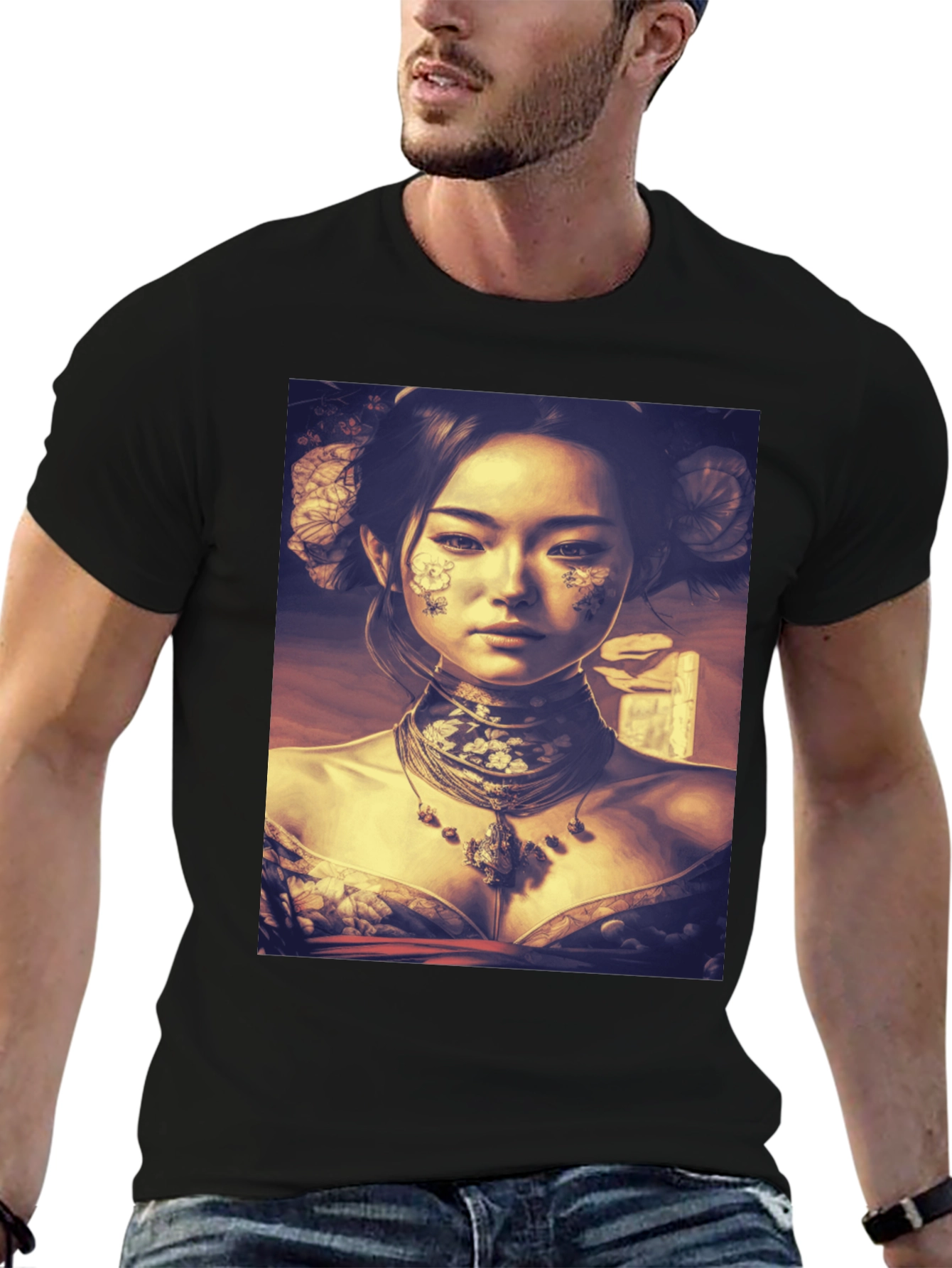 Black Asian Art Black T-Shirt view 6