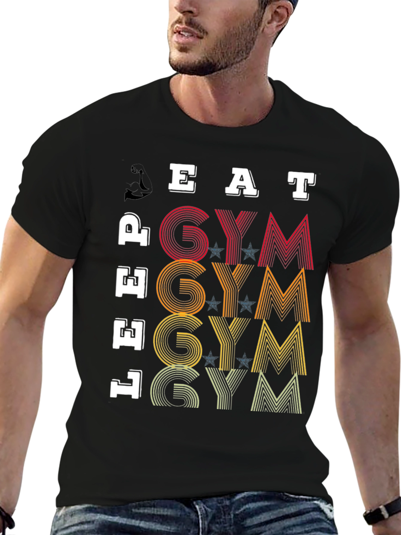 Black Eat, Lift, Gym T-Shirt - Fitness Motivation Tee view 6