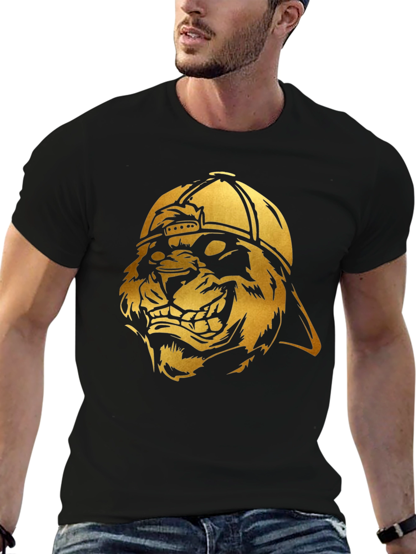 Black Urban Lion Graphic T-Shirt view 6