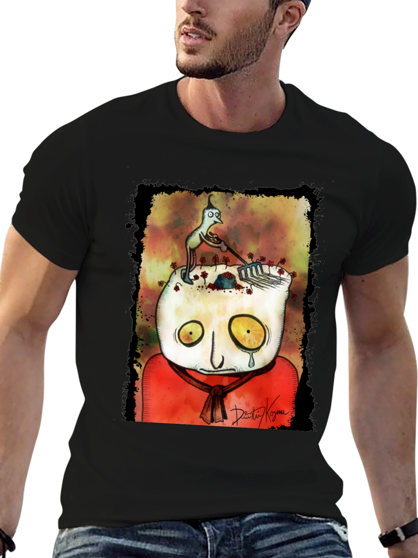 Black Unique Graphic Print T-Shirt - Abstract Art Tee view 6